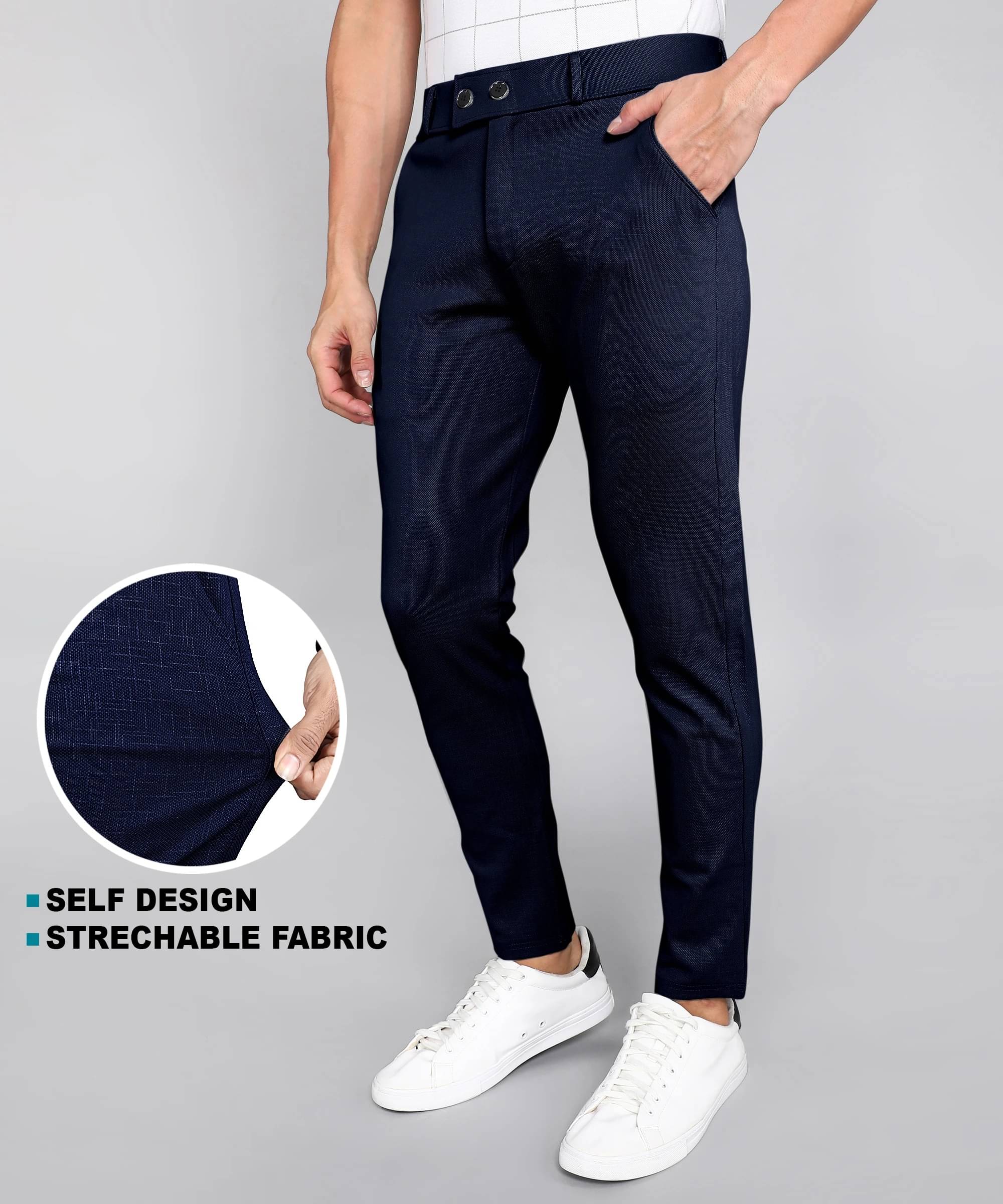     			INDICLUB Slim Men's Trouser - Blue ( Pack of 1 )