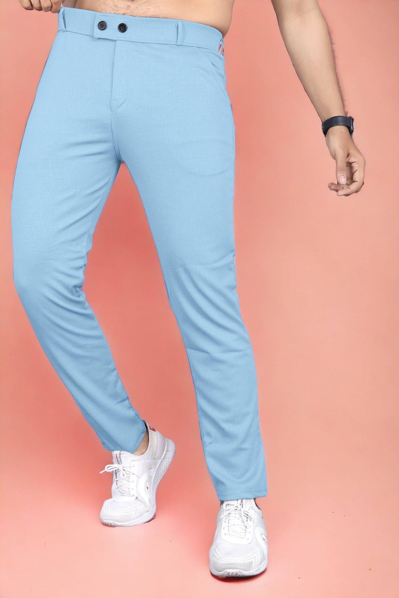     			INDICLUB Slim Men's Trouser - Light Blue ( Pack of 1 )