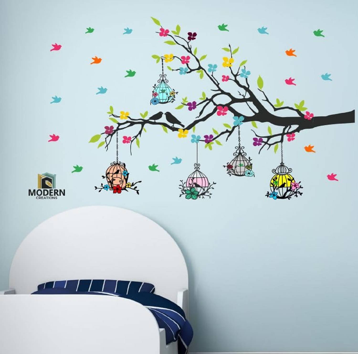 KDArt Bird Cage Vinyl Self Adhesive Wall Stickers For Home Decor Gift Items     			KDArt Bird Cage Vinyl Self Adhesive Wall Stickers For Home Decor Gift Items