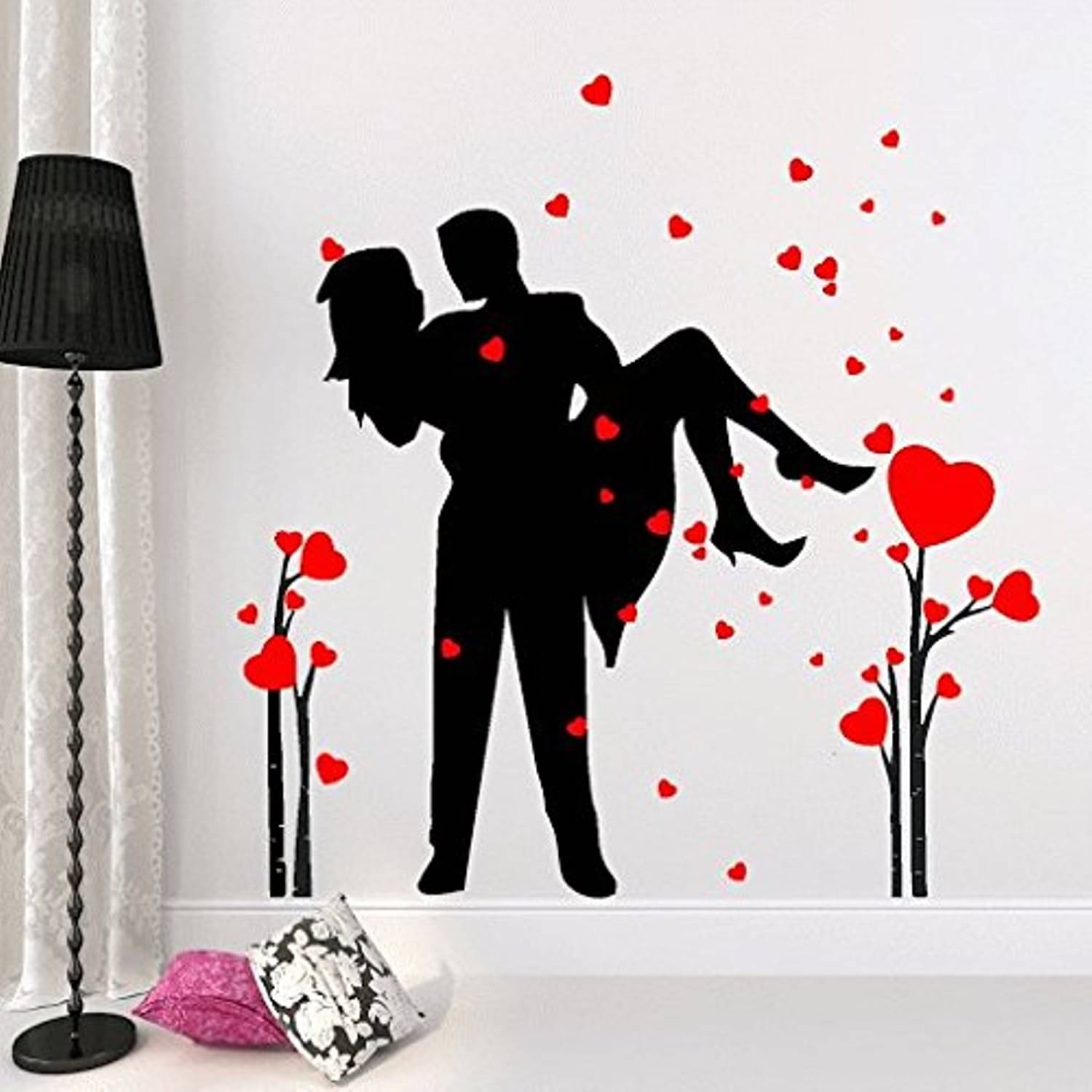     			KDArt Cute loveing Hearts Couple Self Adhesive Wall Stickers For Home Decor Gift Items
