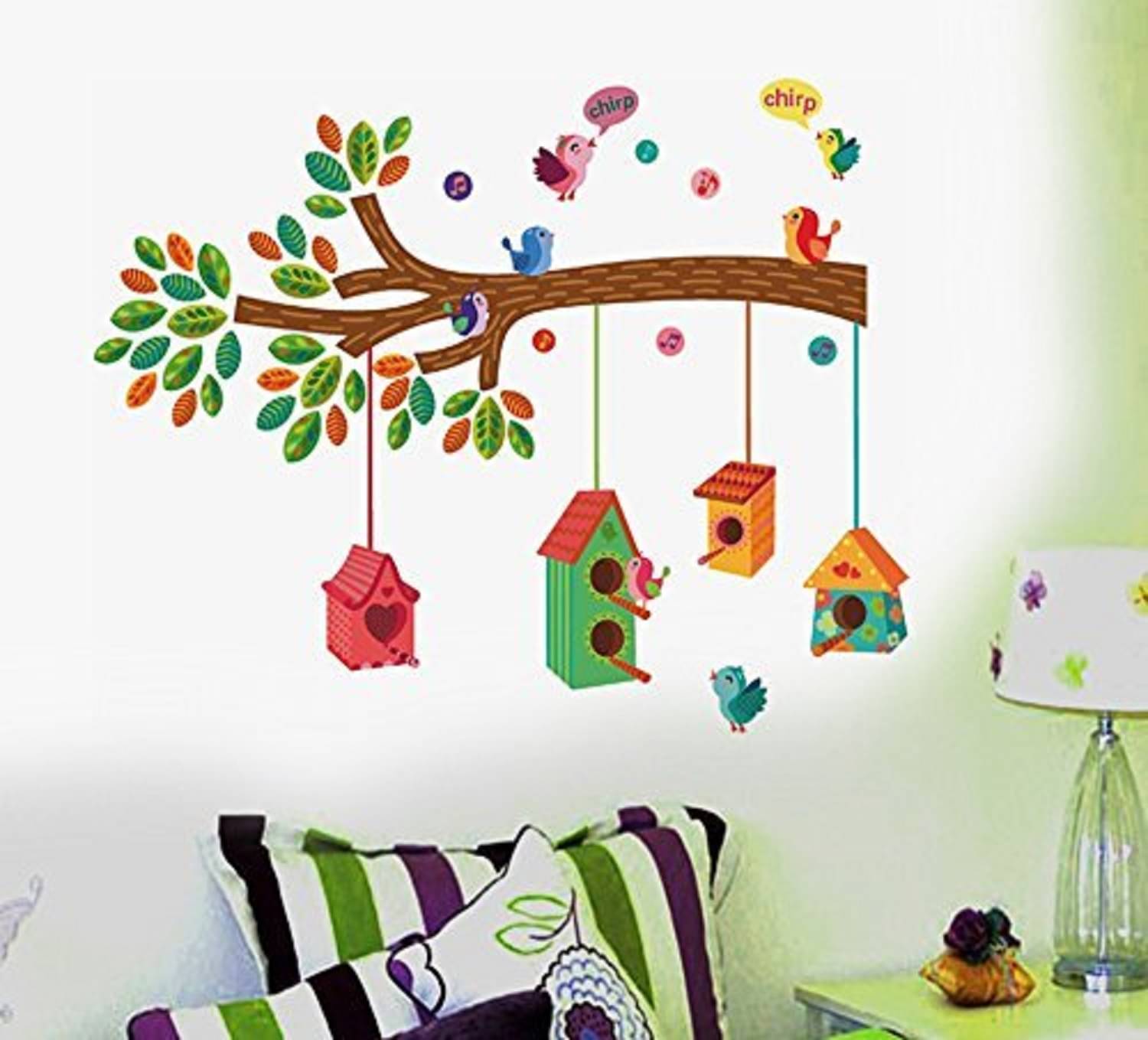    			KDArt House On Branch Vinyl Self Adhesive Wall sticker For Wall Decor Gift Item