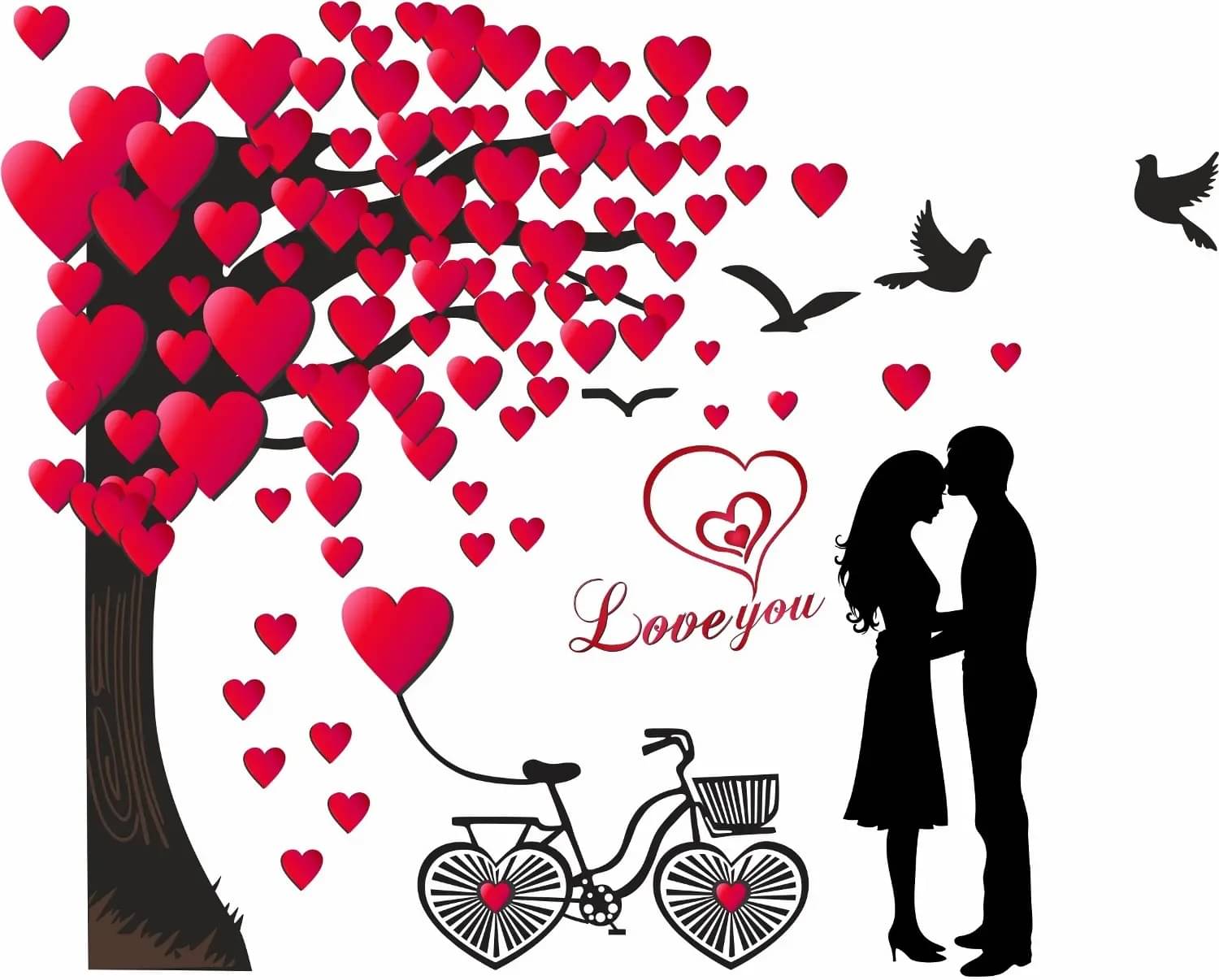     			KDArt Lovely Couple Wall Sticker For Home Decor Gift Items Abstract ( 100 x 90 cms )
