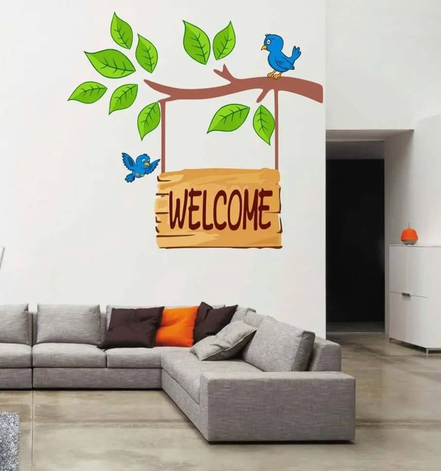 KDArt Welcome Birds Hanging Branch Self Adhesive Wall Stickers For Home Decor Gift Items KDArt Welcome Birds Hanging Branch Self Adhesive Wall Stickers For Home Decor Gift Items