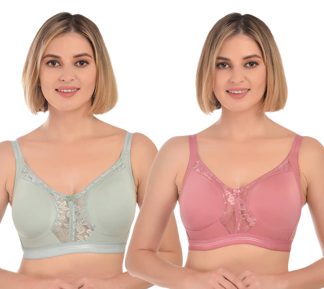 Ladyland Pack of 2 Lycra Non Padded Everyday Bra For Women ( Multicolor )