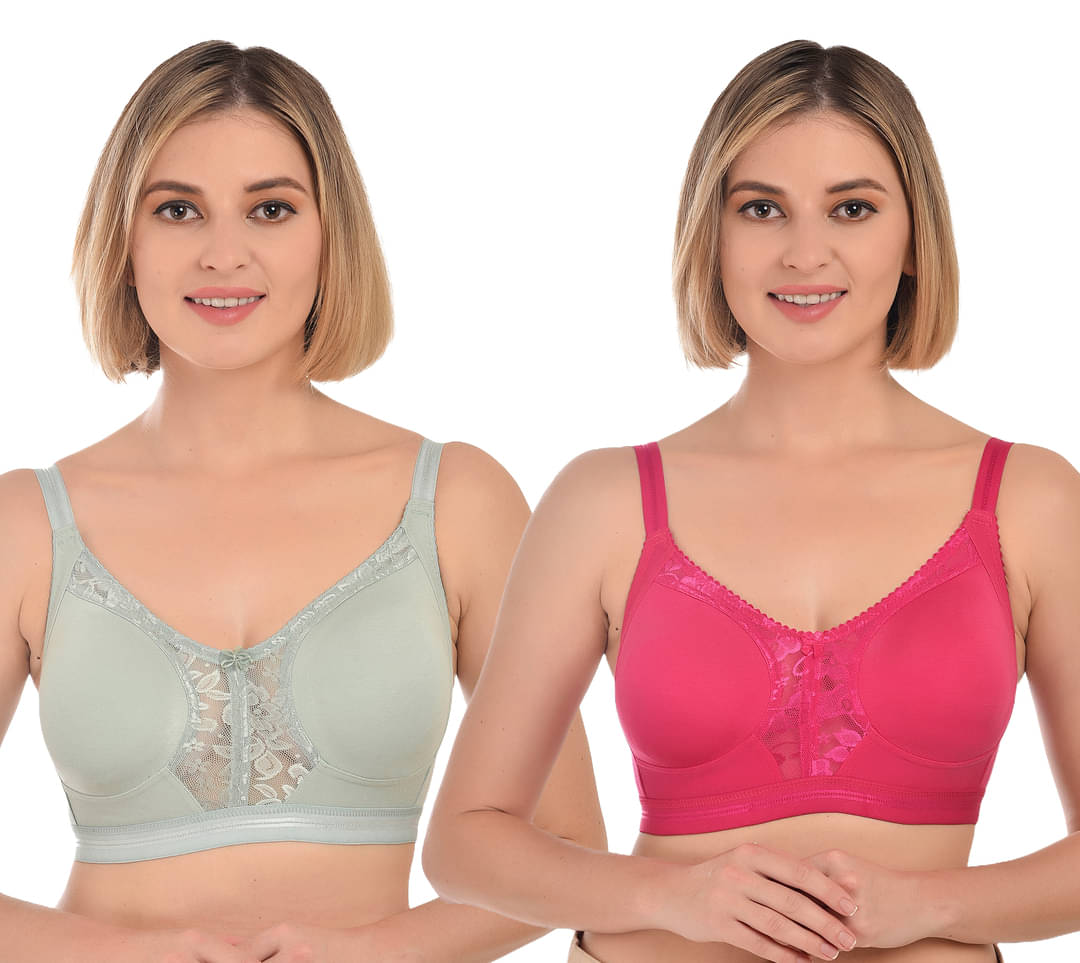     			Ladyland Pack of 2 Lycra Non Padded Everyday Bra For Women ( Multicolor )