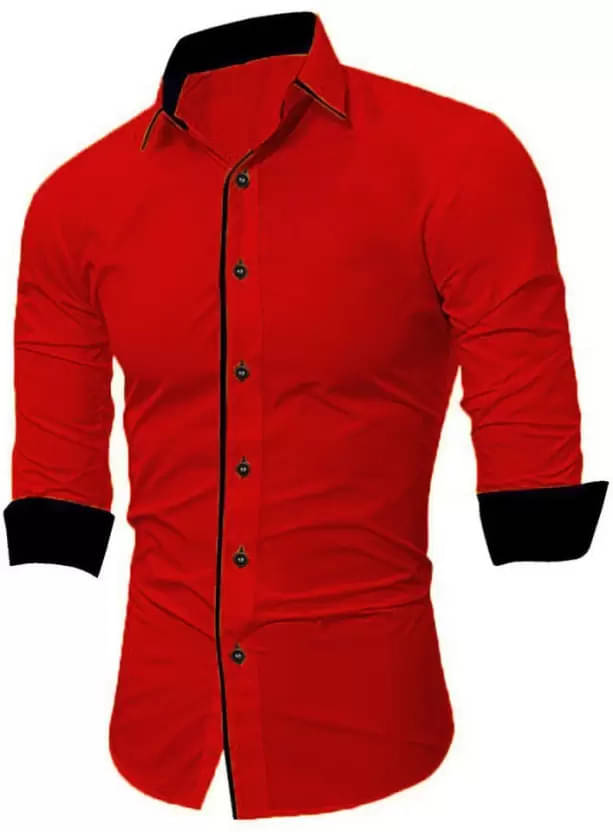     			Life Roads 100% Cotton Regular Fit Solids Rollup Sleeves Men's Casual Shirt - Red ( Pack of 1 )