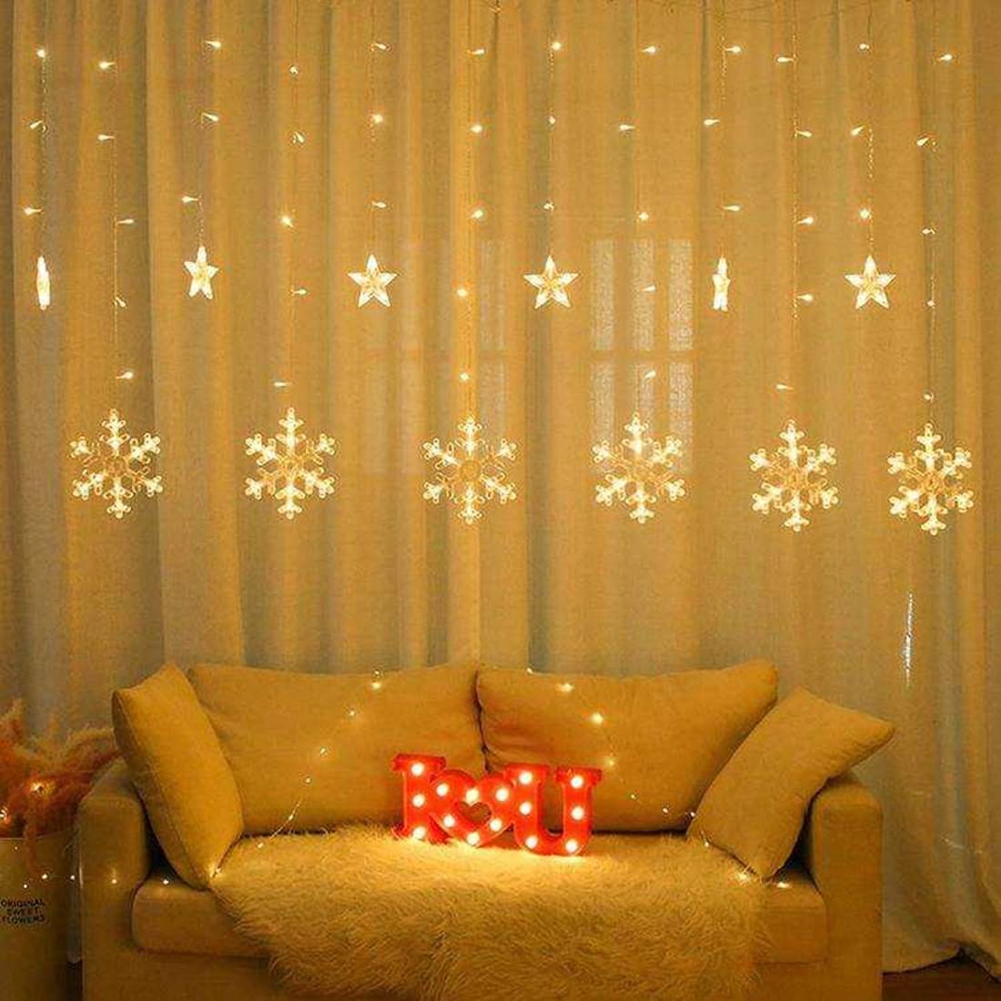     			MIRADH Yellow 2Mtr Curtain String Light ( Pack of 1 )