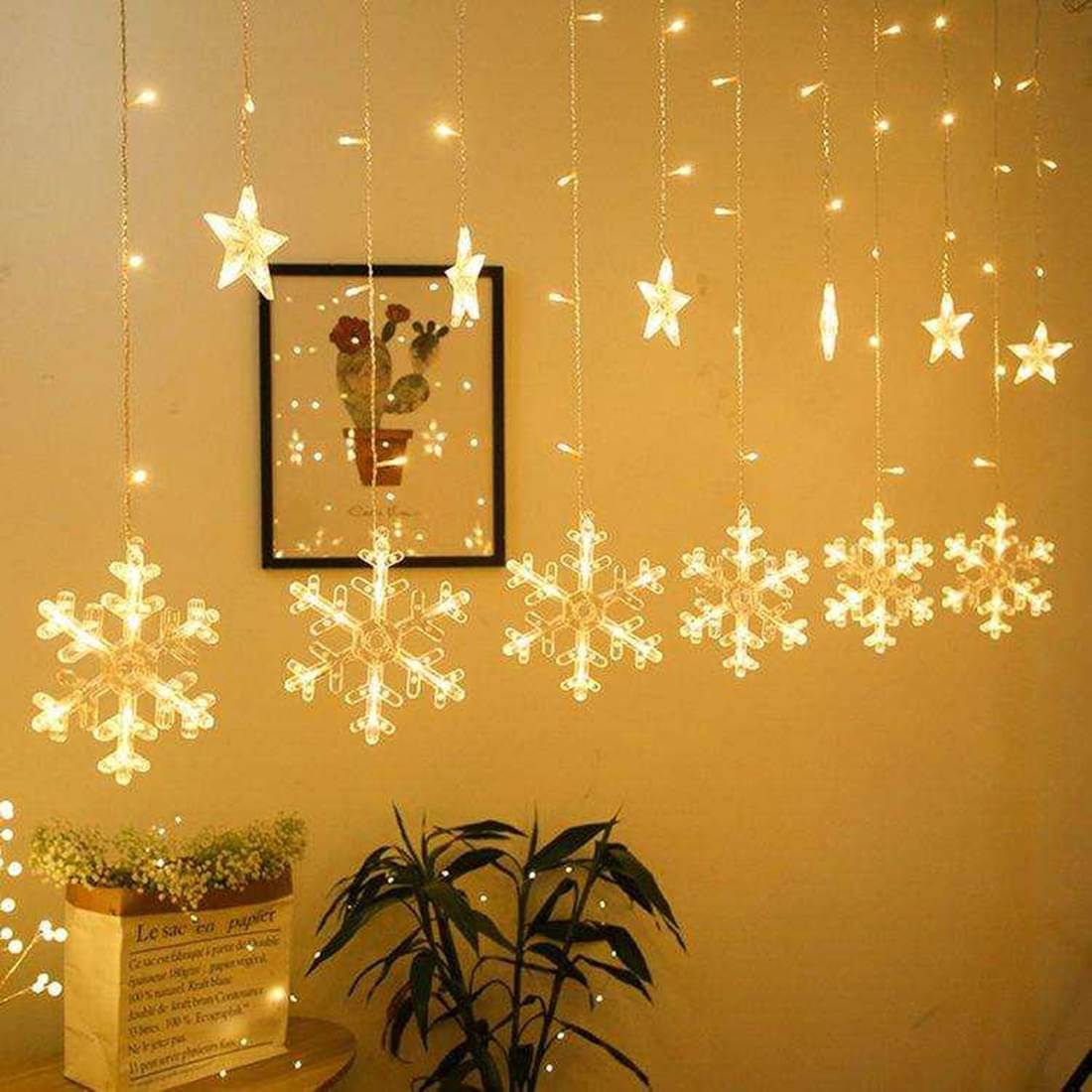     			MIRADH Yellow 2Mtr Curtain String Light ( Pack of 1 )