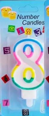     			Multicolor Number Birthday Candle | Cake Topper for Birthdays & Anniversaries | Party Cake Decoration | Single Piece (Number 8)