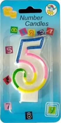     			Multicolor Number Birthday Candle | Cake Topper for Birthdays & Anniversaries | Party Cake Decoration | Single Piece (Number 5)