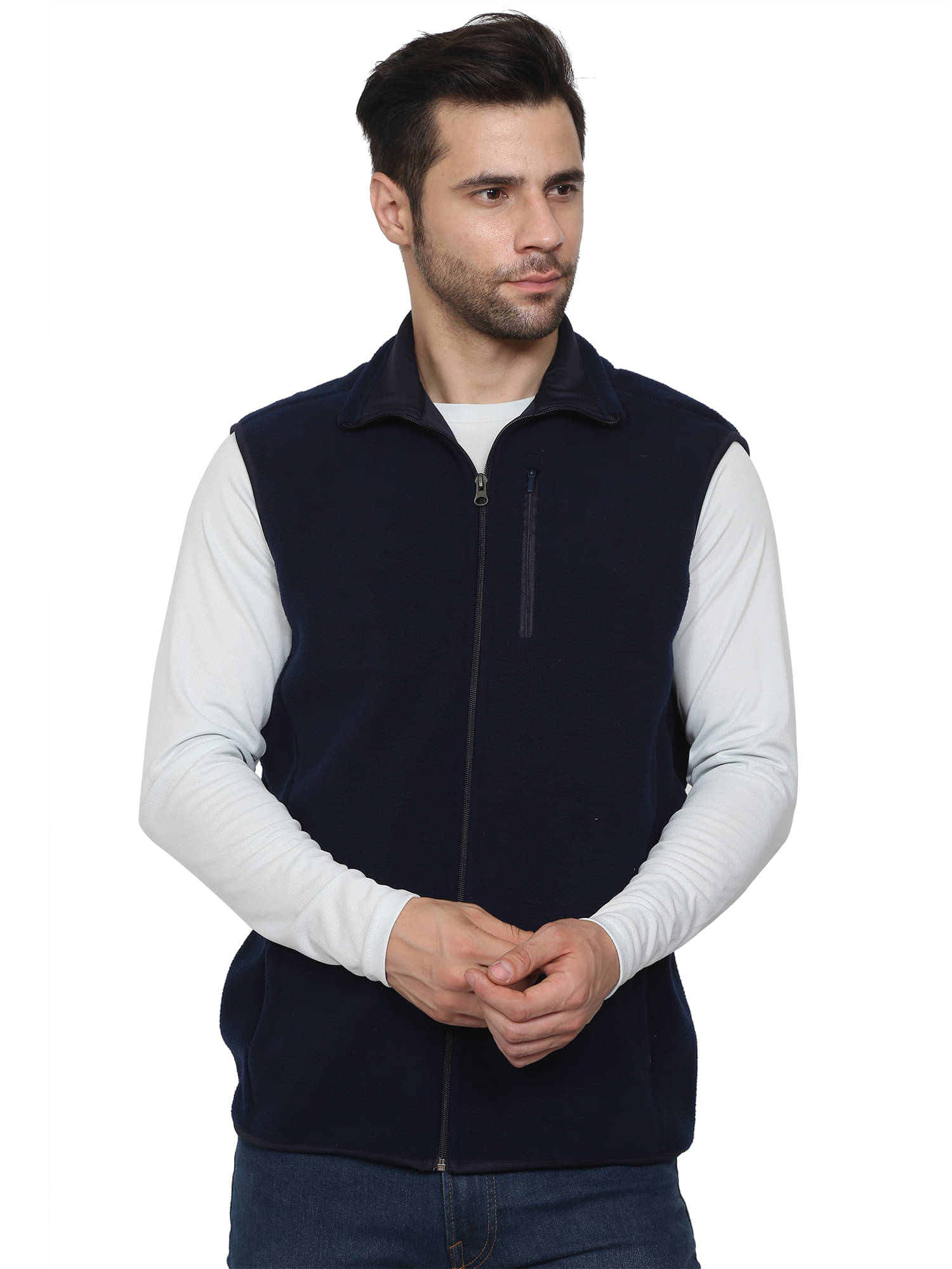     			NU9 Fleece Men's Casual Jacket - Navy ( Pack of 1 )