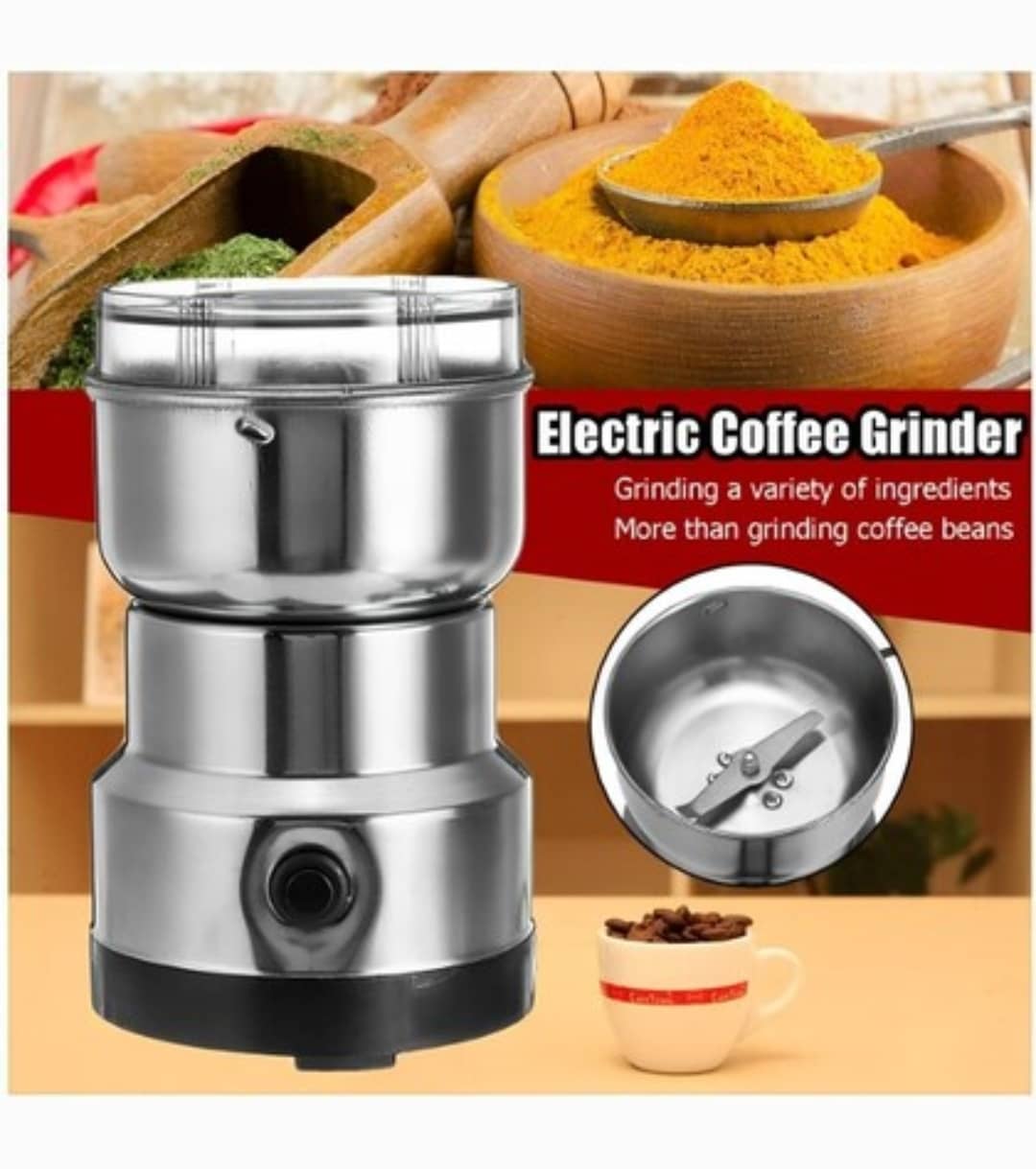 Nima Mini Stainless Steel Coffee Spice Nuts Grains Bean Grinder Mixer Juicer 350 Stainless Steel 1 Coffee Grinder