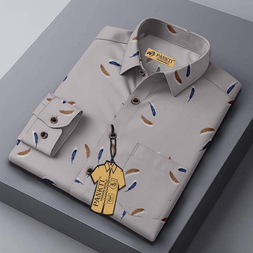     			PANKTI FASHION 100% Cotton Regular Fit Printed Full Sleeves Men's Casual Shirt - Grey ( Pack of 1 )