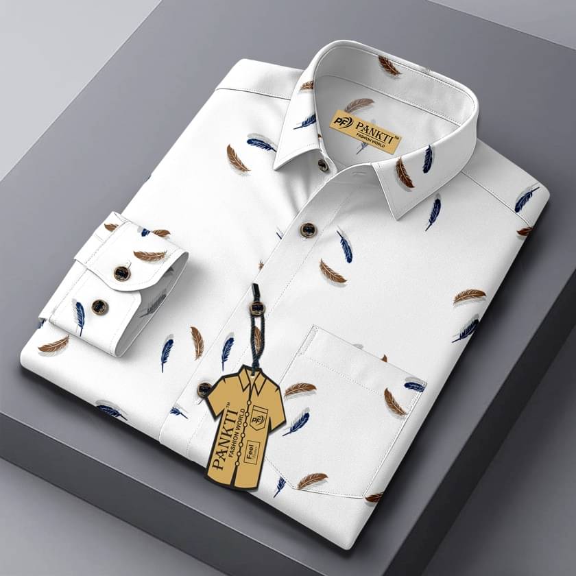 PANKTI FASHION 100% Cotton Regular Fit Printed Full Sleeves Men's Casual Shirt - White ( Pack of 1 ) PANKTI FASHION 100% Cotton Regular Fit Printed Full Sleeves Men's Casual Shirt - White ( Pack of 1 )