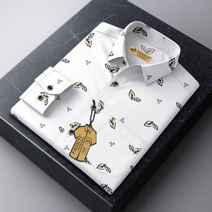 PANKTI FASHION 100% Cotton Regular Fit Printed Full Sleeves Men's Casual Shirt - White ( Pack of 1 ) PANKTI FASHION 100% Cotton Regular Fit Printed Full Sleeves Men's Casual Shirt - White ( Pack of 1 )