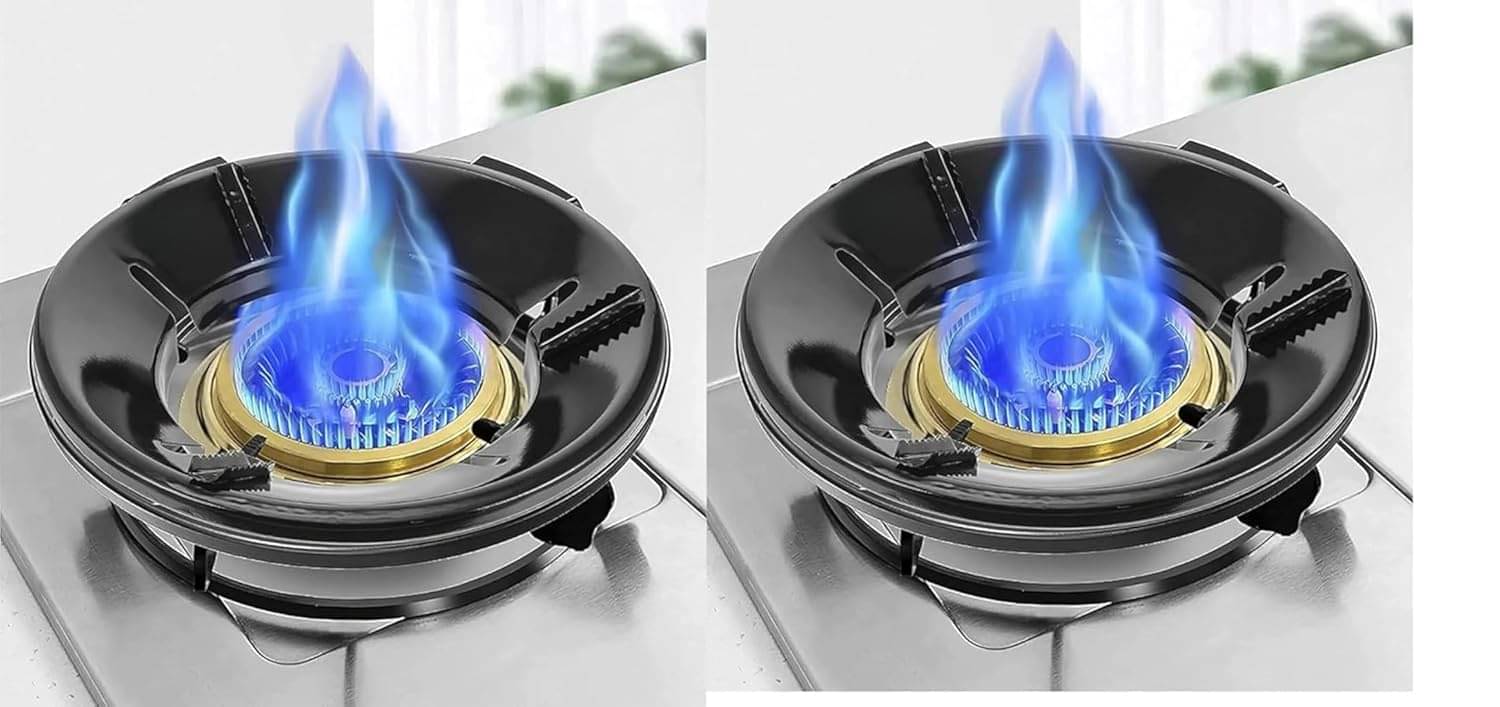     			PRIMIYARA  {PACK OF 2} Gas Stove Energy Saver Ring – Protector & Heat Efficiency Booster