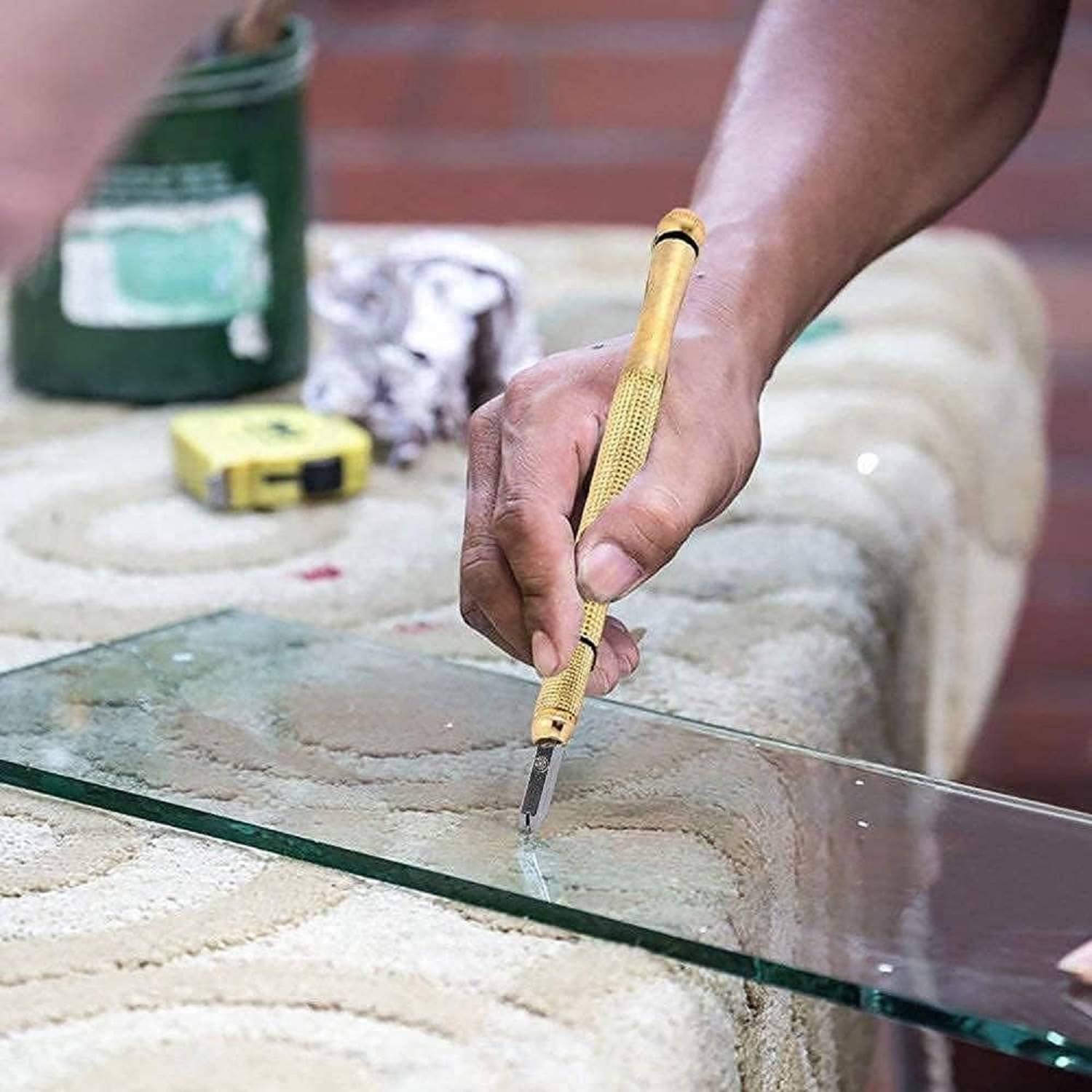 Professional Glass Cutting Tool - (Colorful Metal Handle) Pencil Style Cutter (Multi-Color) for 5mm-15mm Glass (use Safely) for Household use (Pack of 1)     			Professional Glass Cutting Tool - (Colorful Metal Handle) Pencil Style Cutter (Multi-Color) for 5mm-15mm Glass (use Safely) for Household use (Pack of 1)