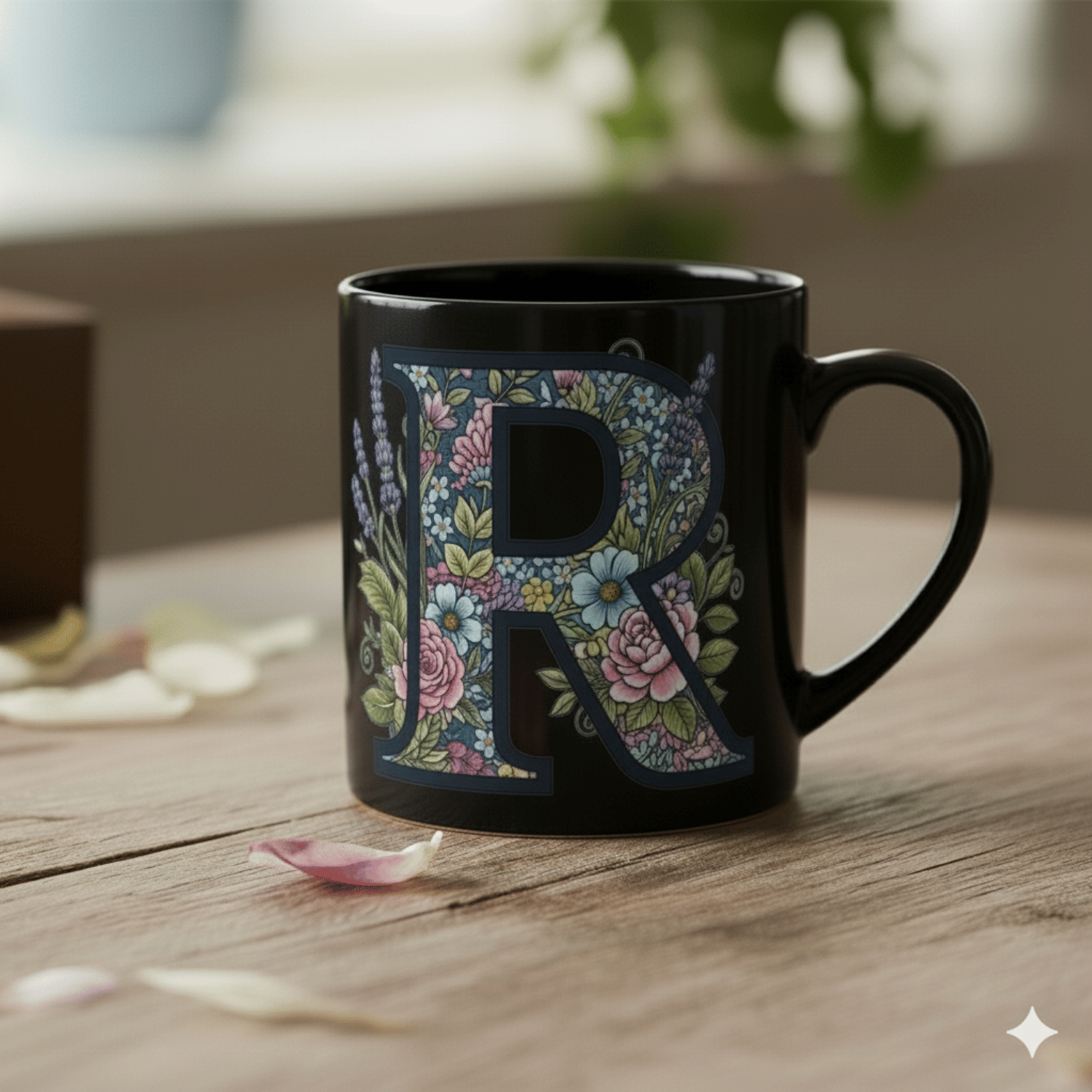     			Ridaa Alphabet Printed R Floral Ceramic Coffee Mug 350 mL ( Pack of 1 )