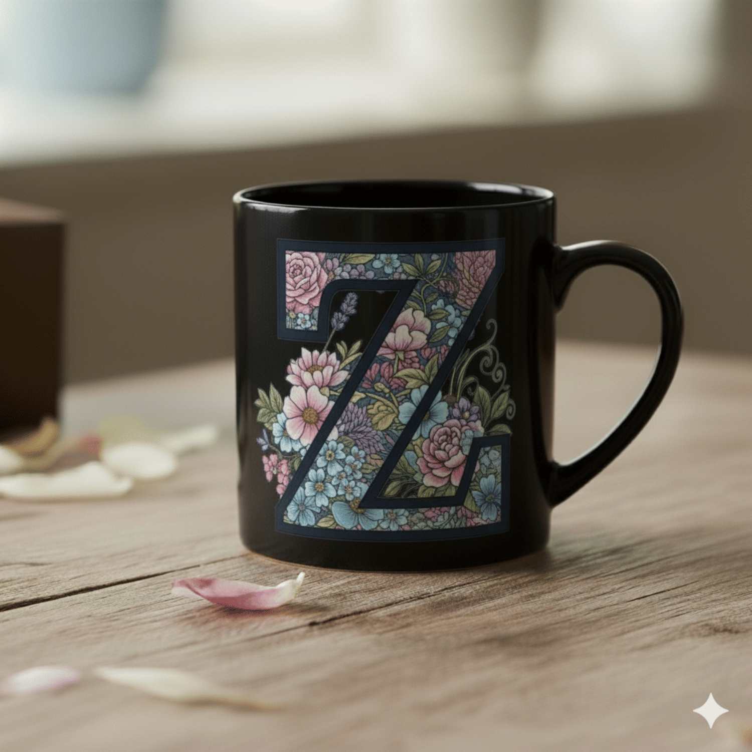     			Ridaa Alphabet Printed Z Floral Ceramic Coffee Mug 350 mL ( Pack of 1 )
