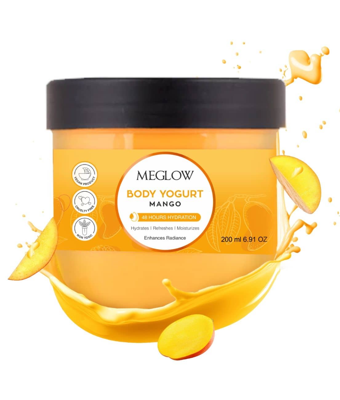 Meglow Mango Body Yogurt Cream Lightweight, Non-Sticky Moisturizer for Daily Use 200ml