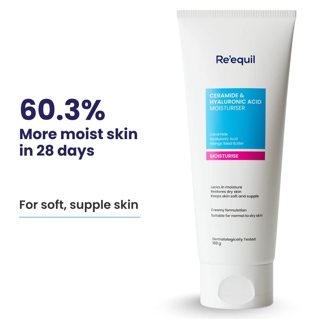     			Re'equil Ceramide & Hyaluronic Acid Moisturiser For Normal To Dry Skin 100gm ( Pack of 1 )