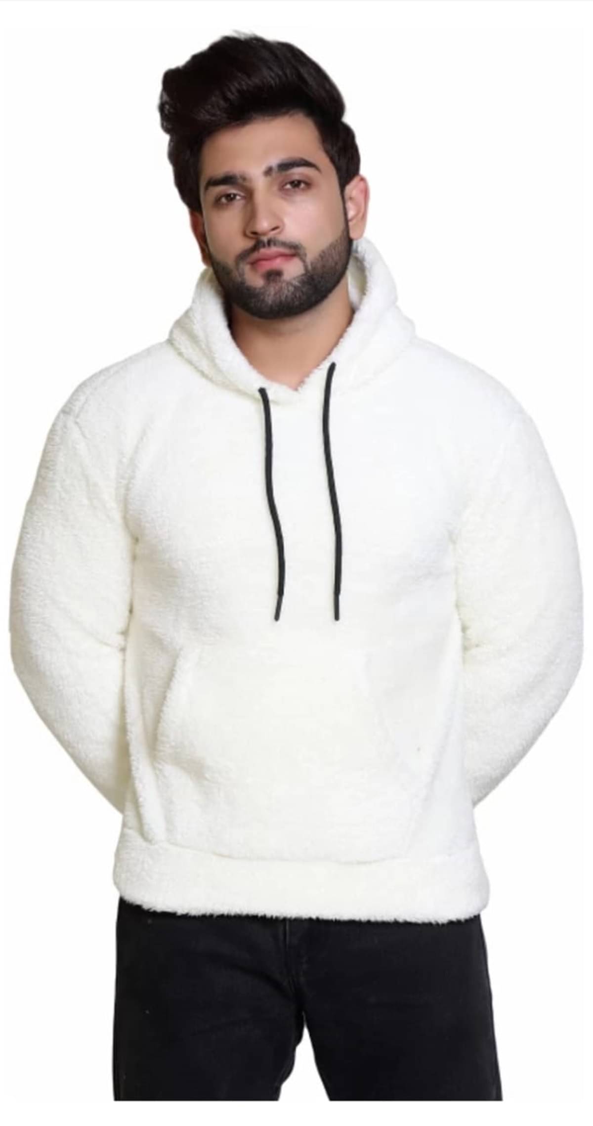     			SPAB Woollen Hooded Men's Sweatshirt - White ( Pack of 1 )