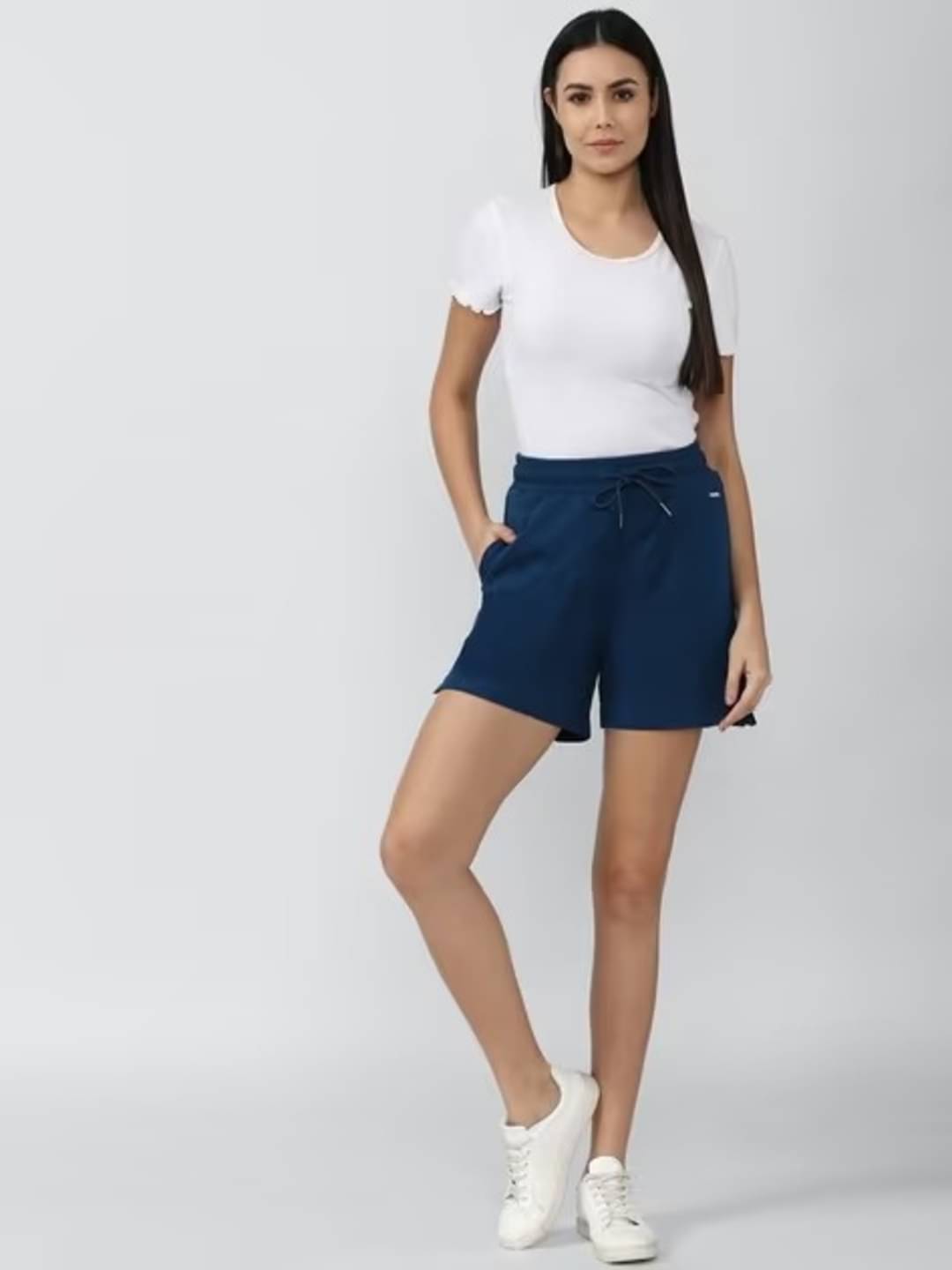     			SRICOTS Women Cotton Blend Regular Shorts ( Navy )
