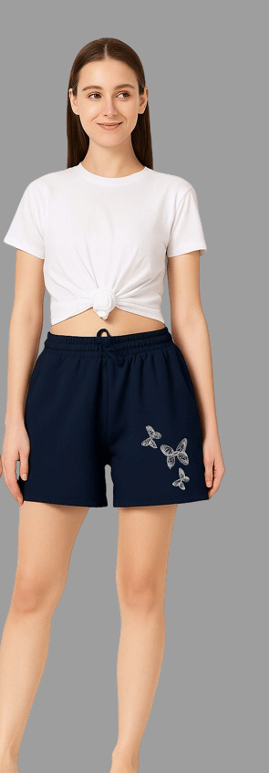     			SRICOTS Women Cotton Blend Regular Shorts ( Navy )