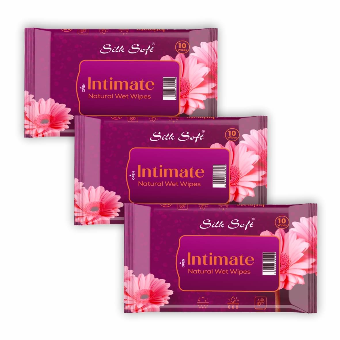     			Silk Soft Intimate Wipes - 30 Wipes (Pack of 3 x 10) | Menthol & Fragrance Extract | pH Balanced, Alcohol & Paraben Free | Skin-Friendly Daily Hygiene