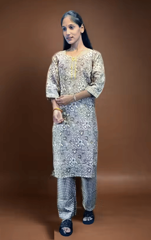     			Spewim Women Cotton Printed A-line Kurti ( Grey )