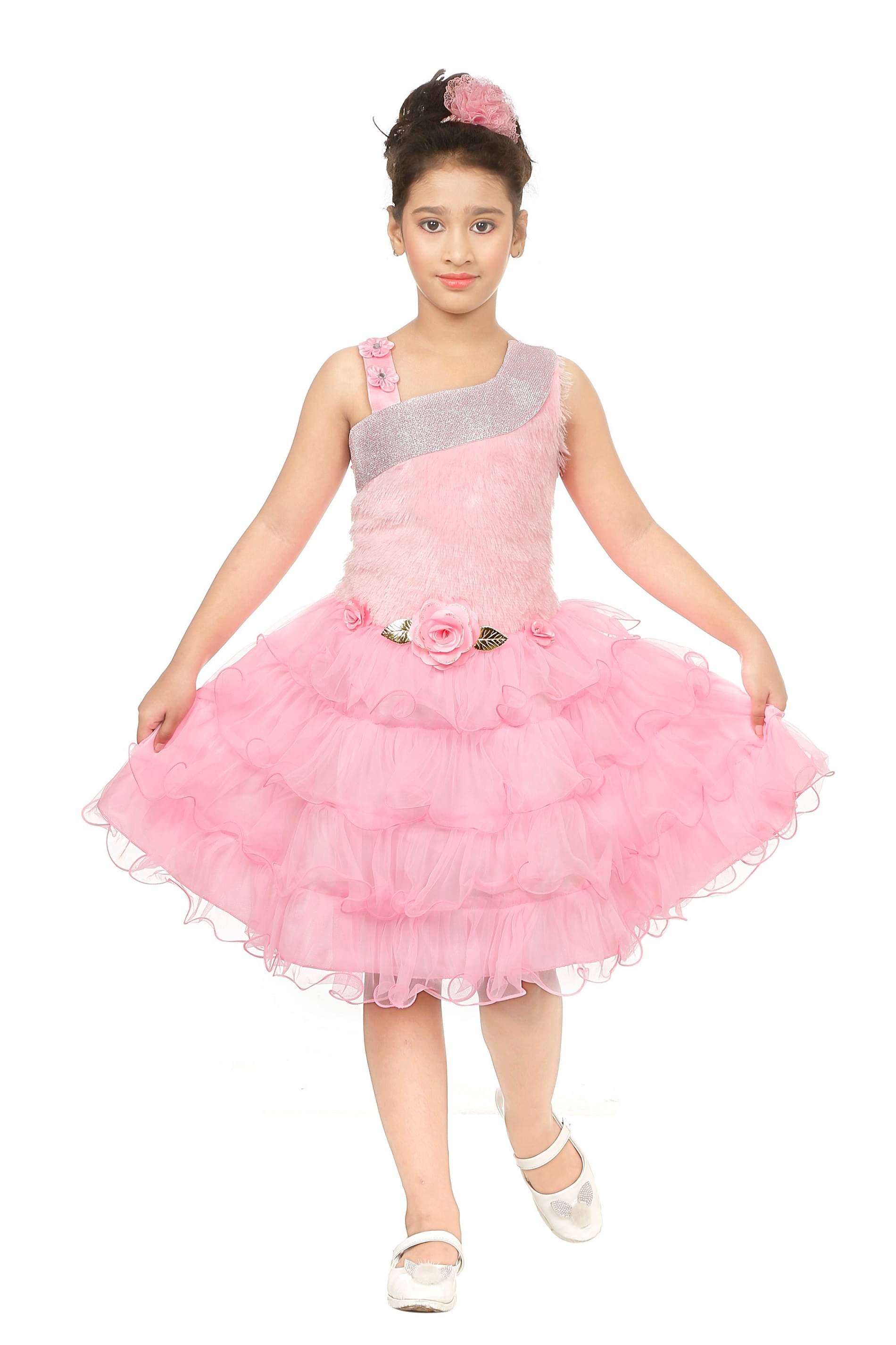     			Vidya Fashions Net Frock For Girls ( Pack of 1 , Pink )