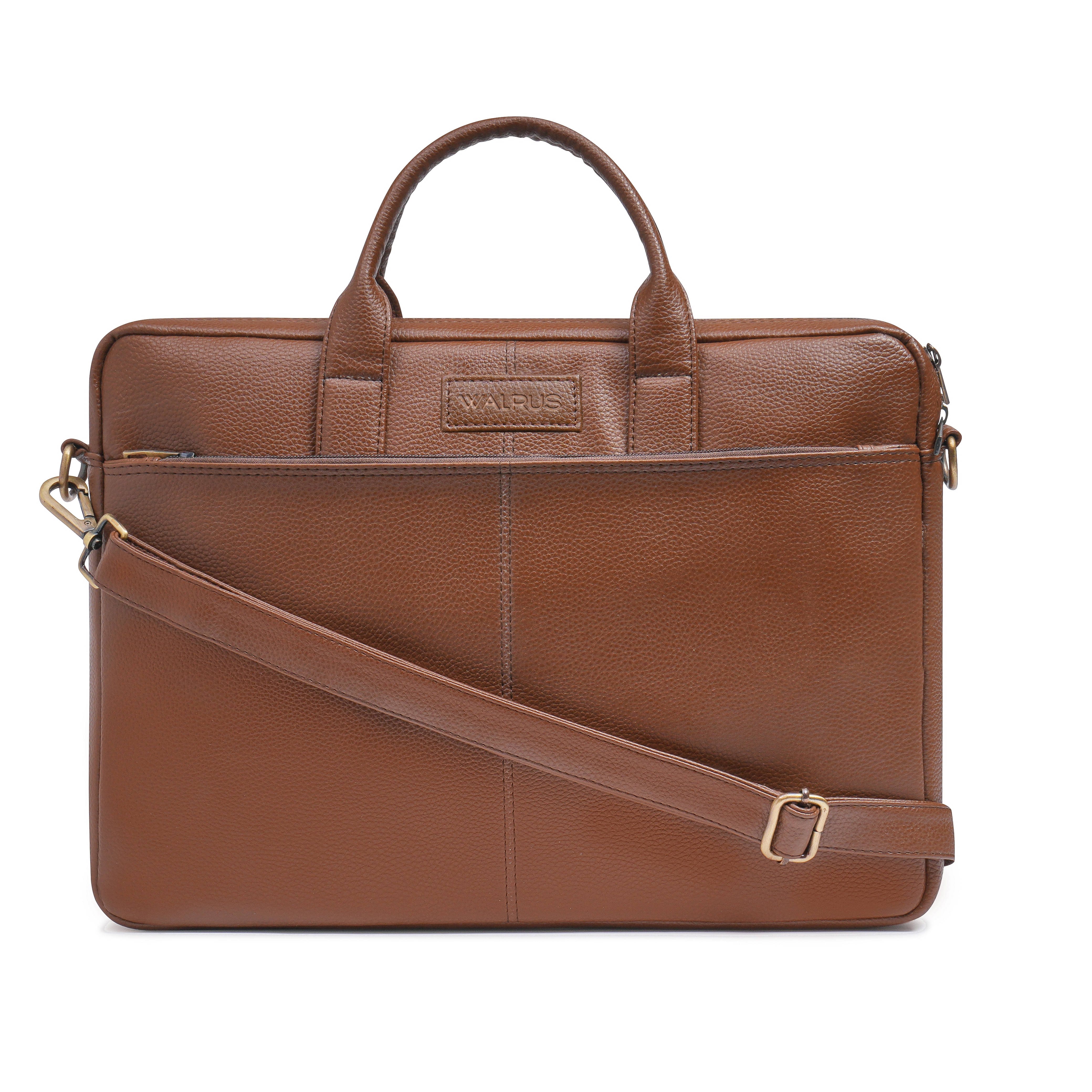    			Walrus Brown Faux Leather Office Bag
