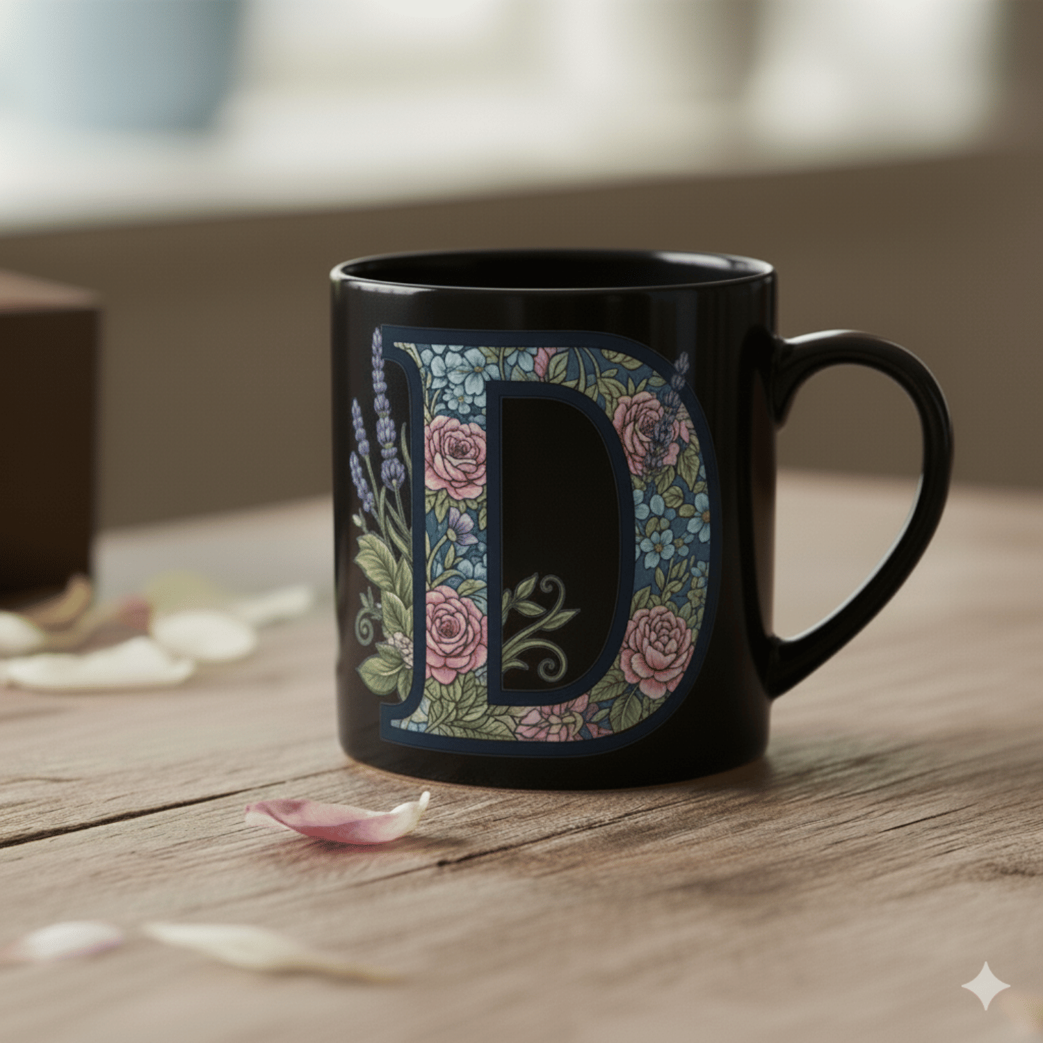 maddock corp Alphabet Printed D Floral Ceramic Coffee Mug 350 mL ( Pack of 1 )     			maddock corp Alphabet Printed D Floral Ceramic Coffee Mug 350 mL ( Pack of 1 )