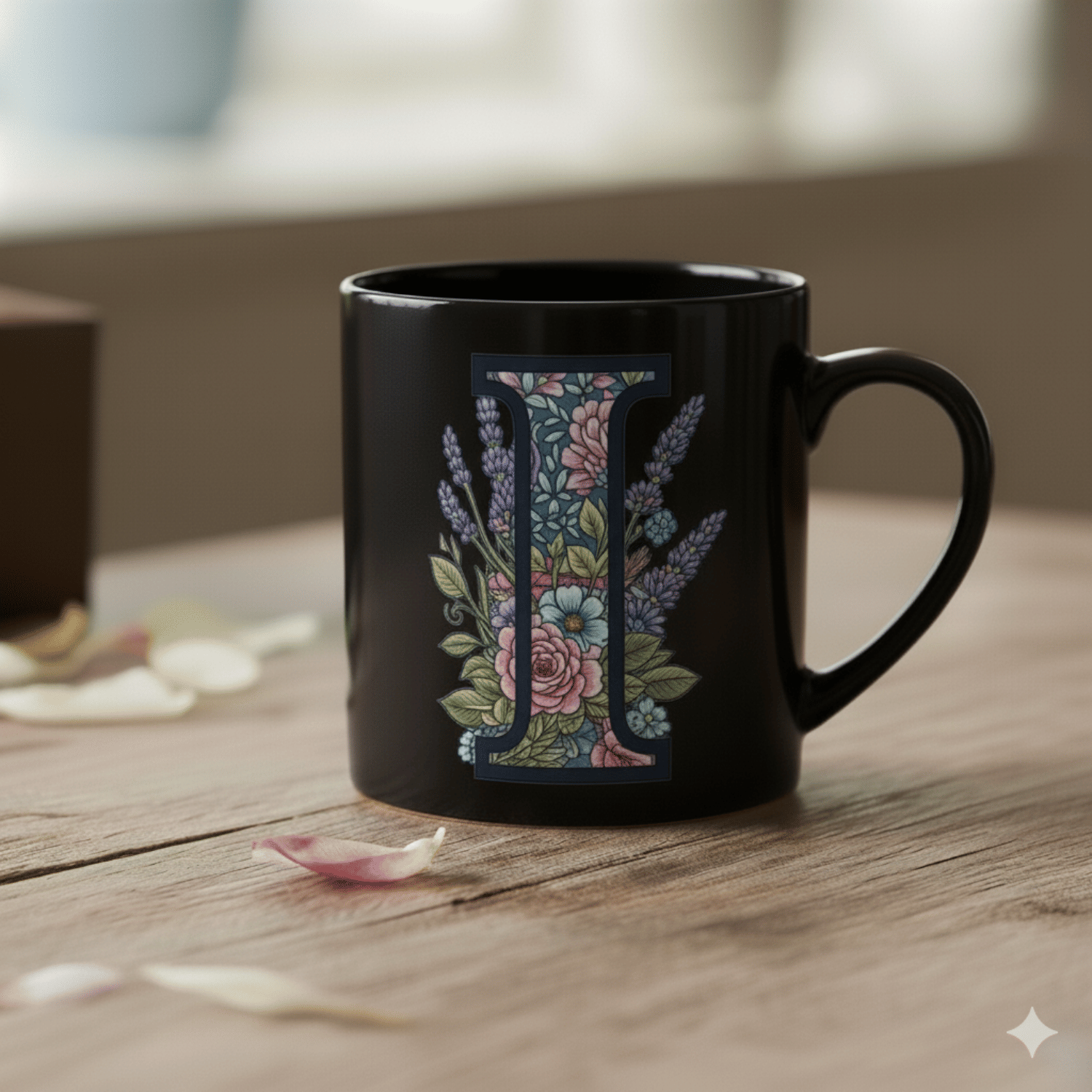     			maddock corp Alphabet Printed I Floral Ceramic Coffee Mug 350 mL ( Pack of 1 )