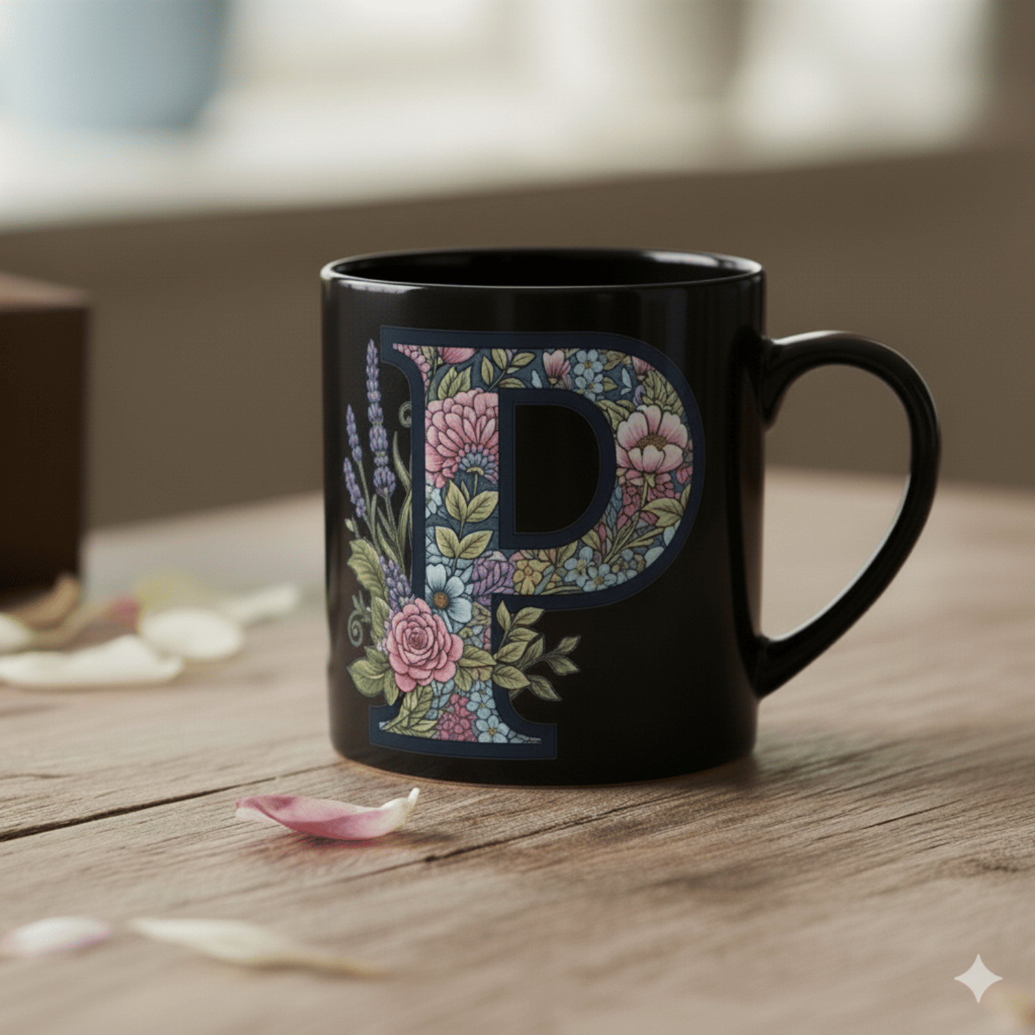     			maddock corp Alphabet Printed P Floral Ceramic Coffee Mug 350 mL ( Pack of 1 )