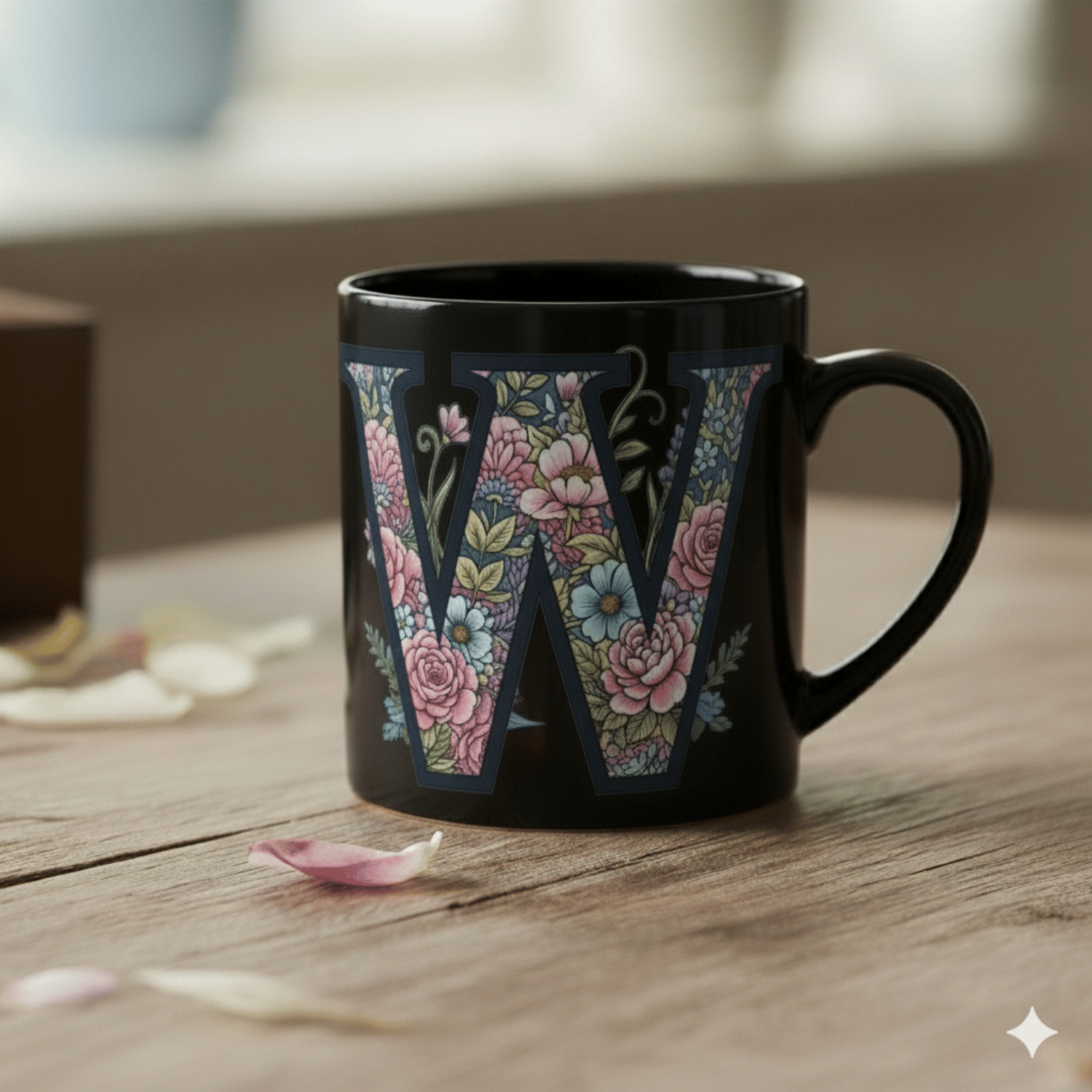     			maddock corp Alphabet Printed W Floral Ceramic Coffee Mug 350 mL ( Pack of 1 )