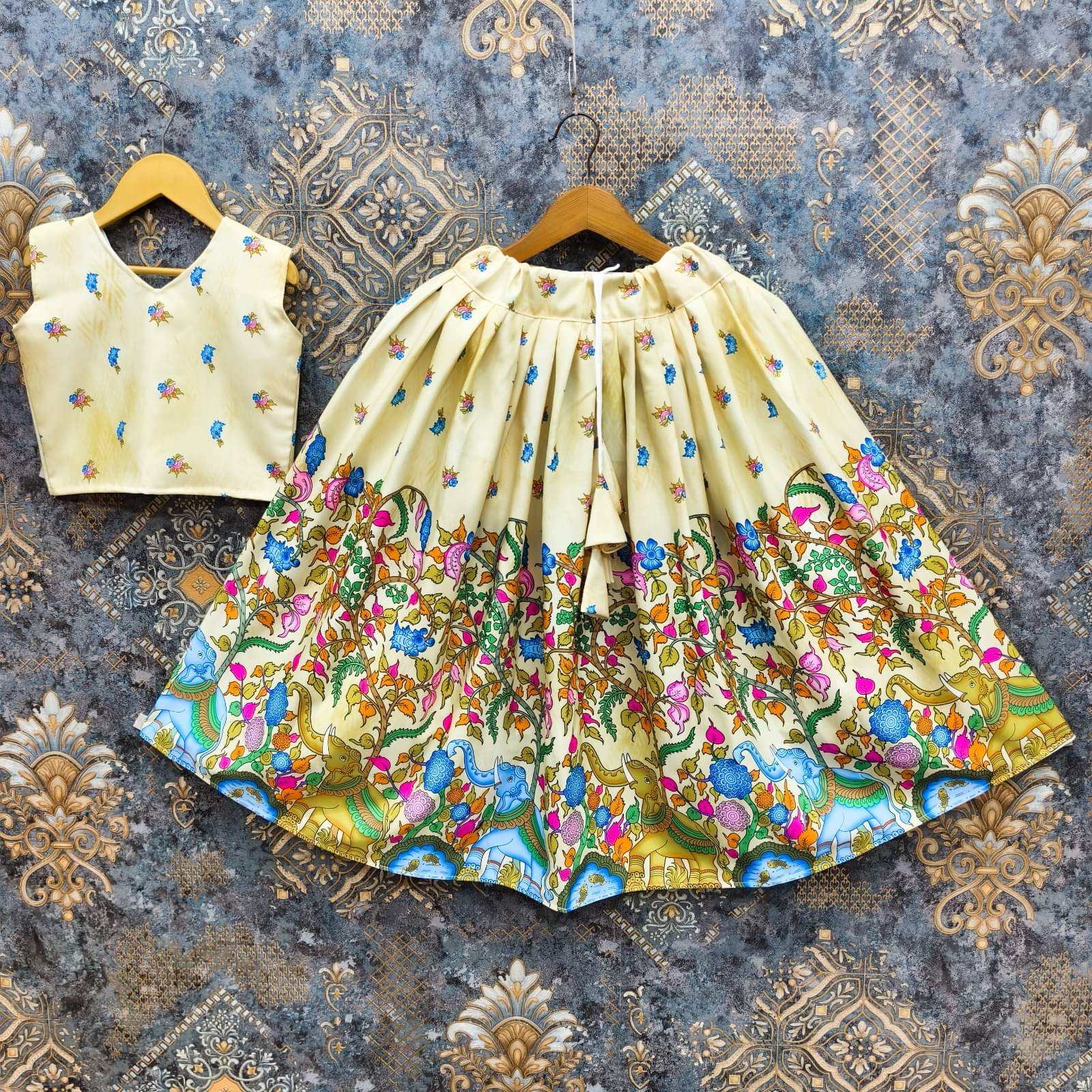     			shree sai creation Rayon Lehenga Choli Set For Girls ( Pack of 1 , Cream )