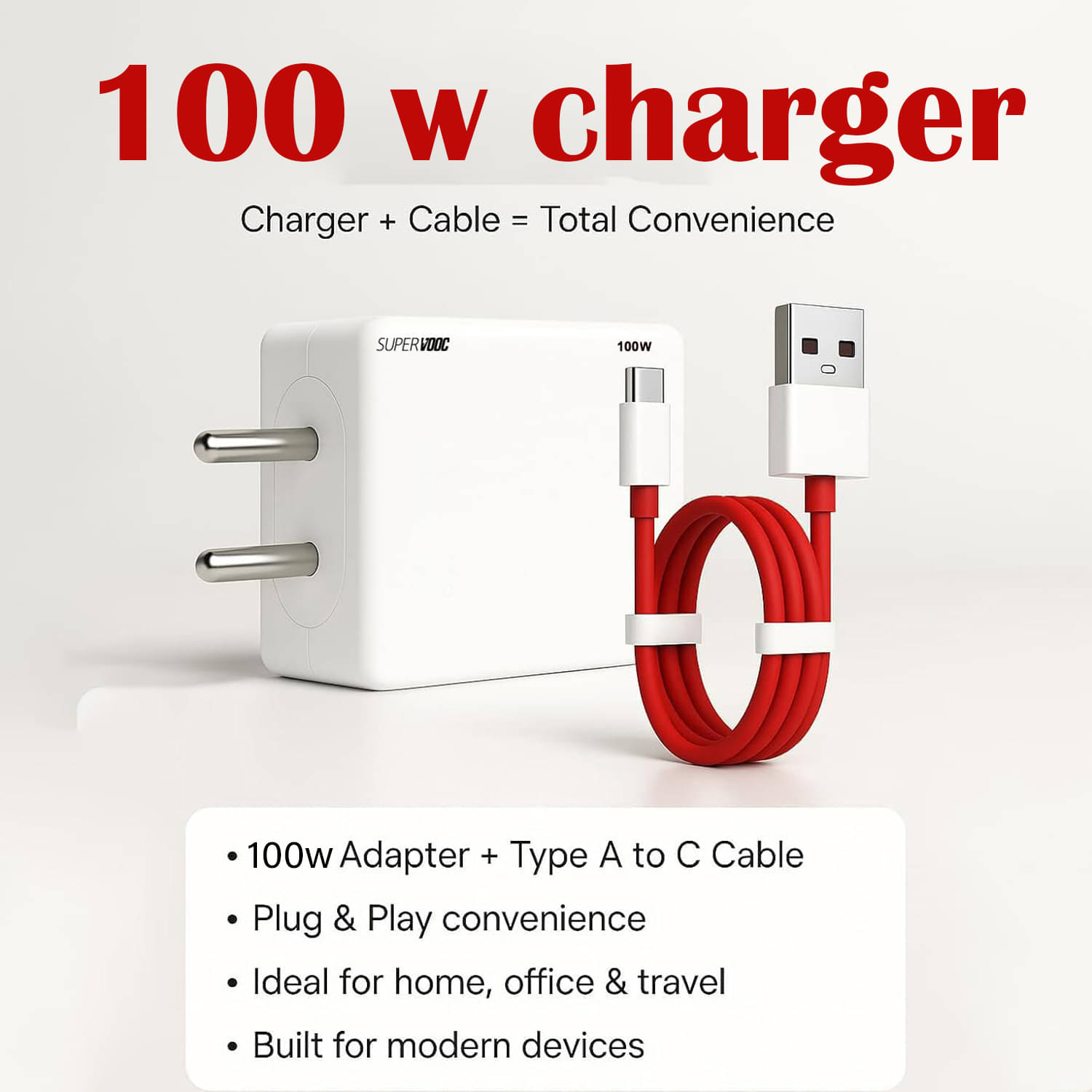     			100W Super Fast Charger with Power Delivery | Universal USB-C Charging Adapter for Laptops, Smartphones & Tablets | Compact, Lightweight & Safe Charger