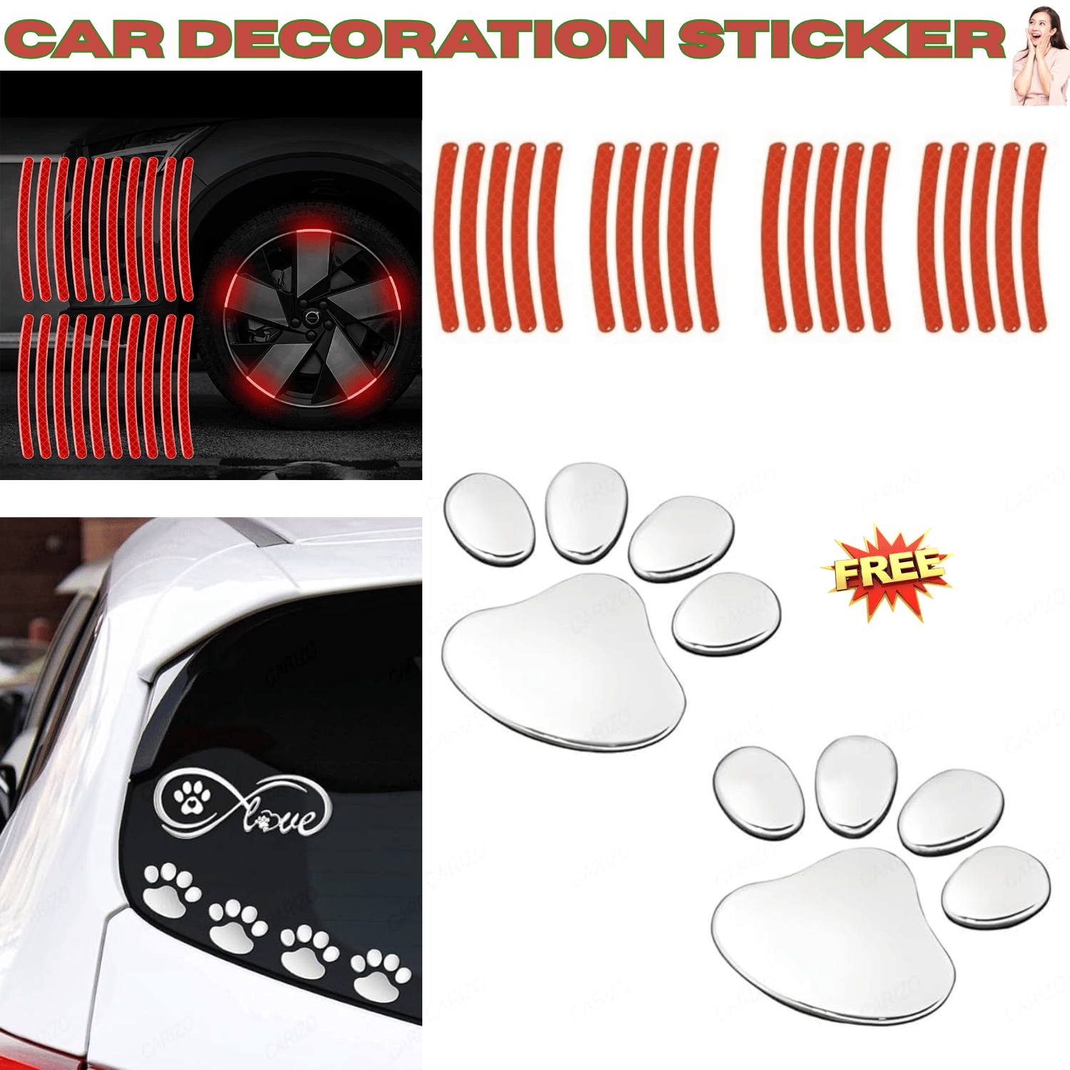     			AKSMIT Animals In Car Sticker Red