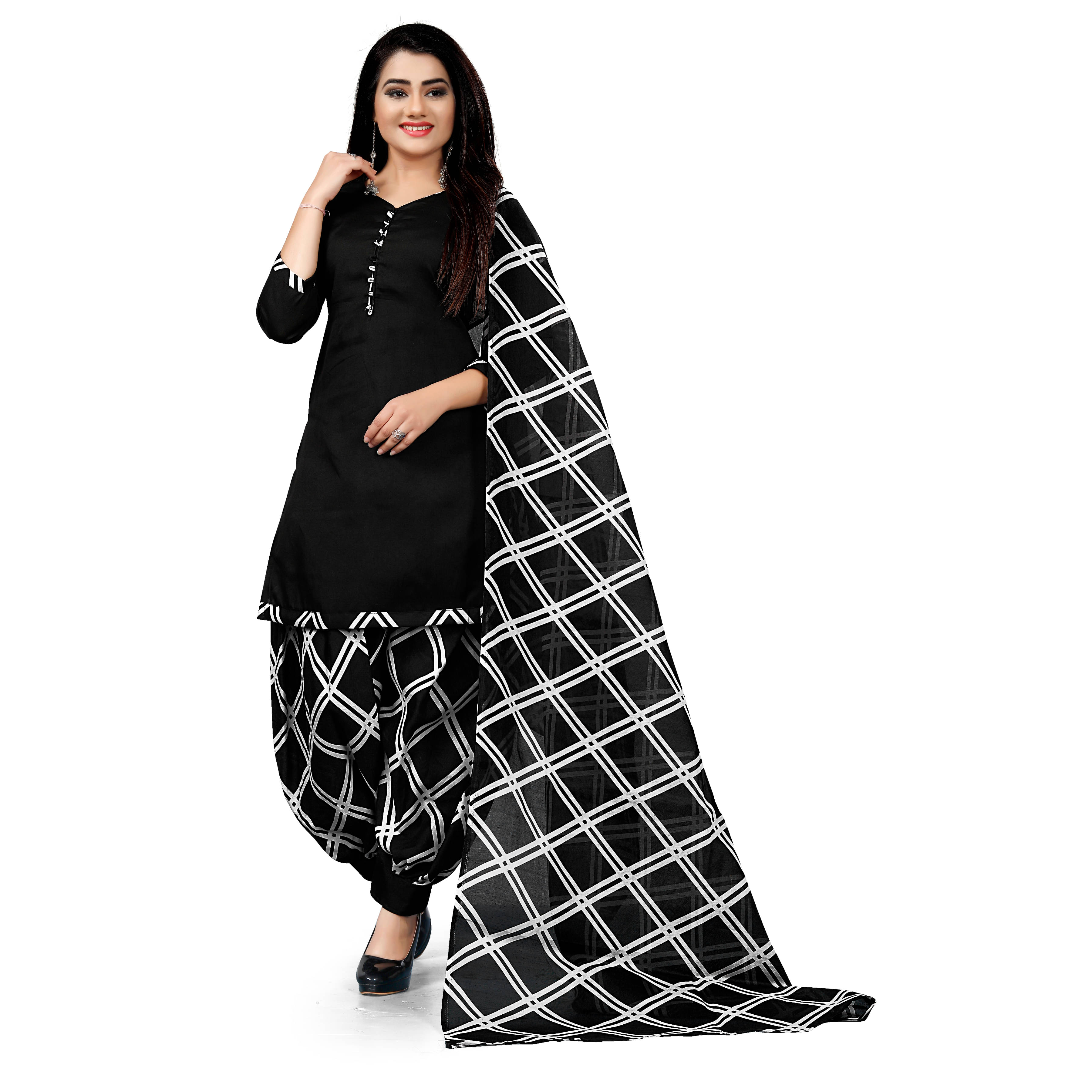     			Aaradhya Fashion Women Cotton Blend Printed Straight Kurti With Patiala Salwar ( Black )