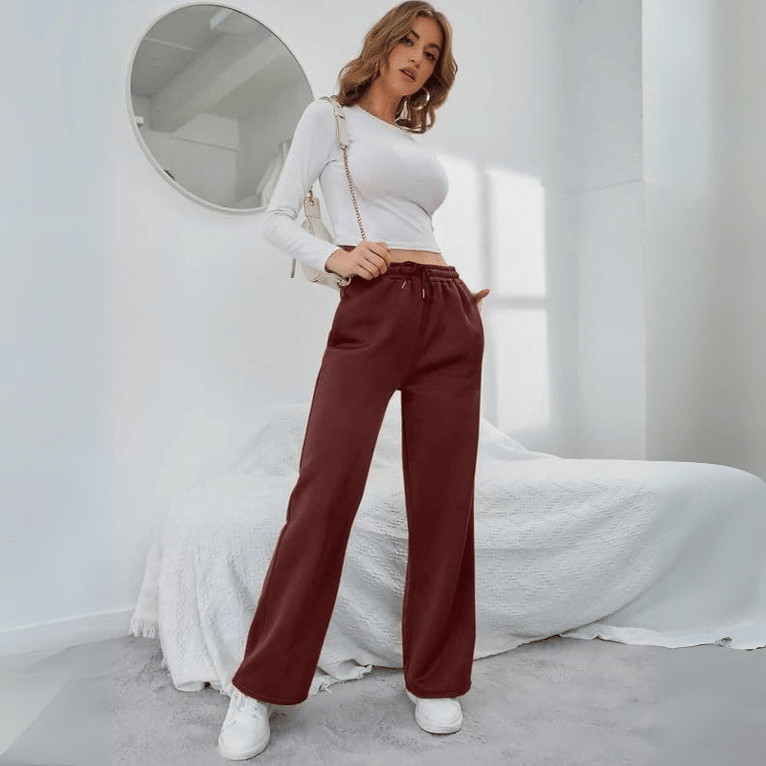     			Adora Women Cotton Casual Trousers ( Brown )
