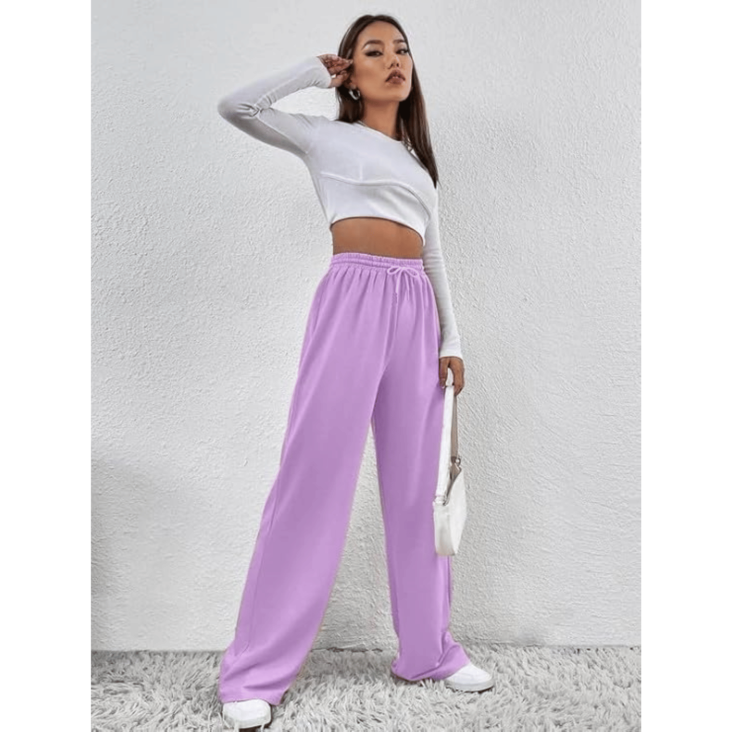     			Adora Women Cotton Casual Trousers ( Purple )