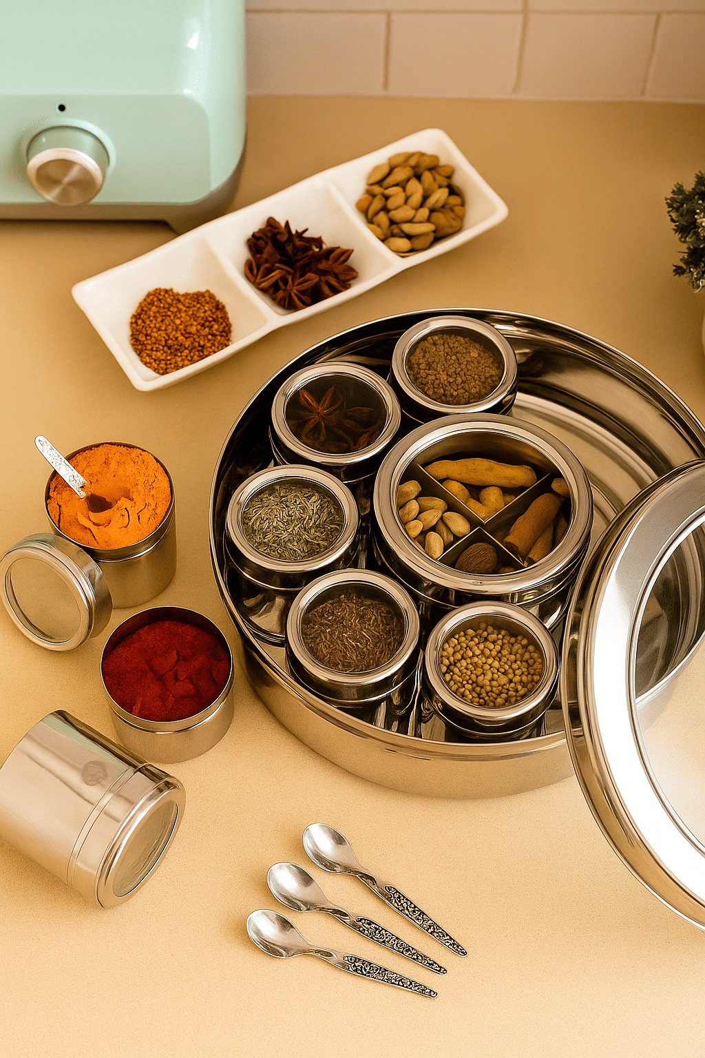     			Aquasleri Steel Silver Spice Container ( Set of 12 )