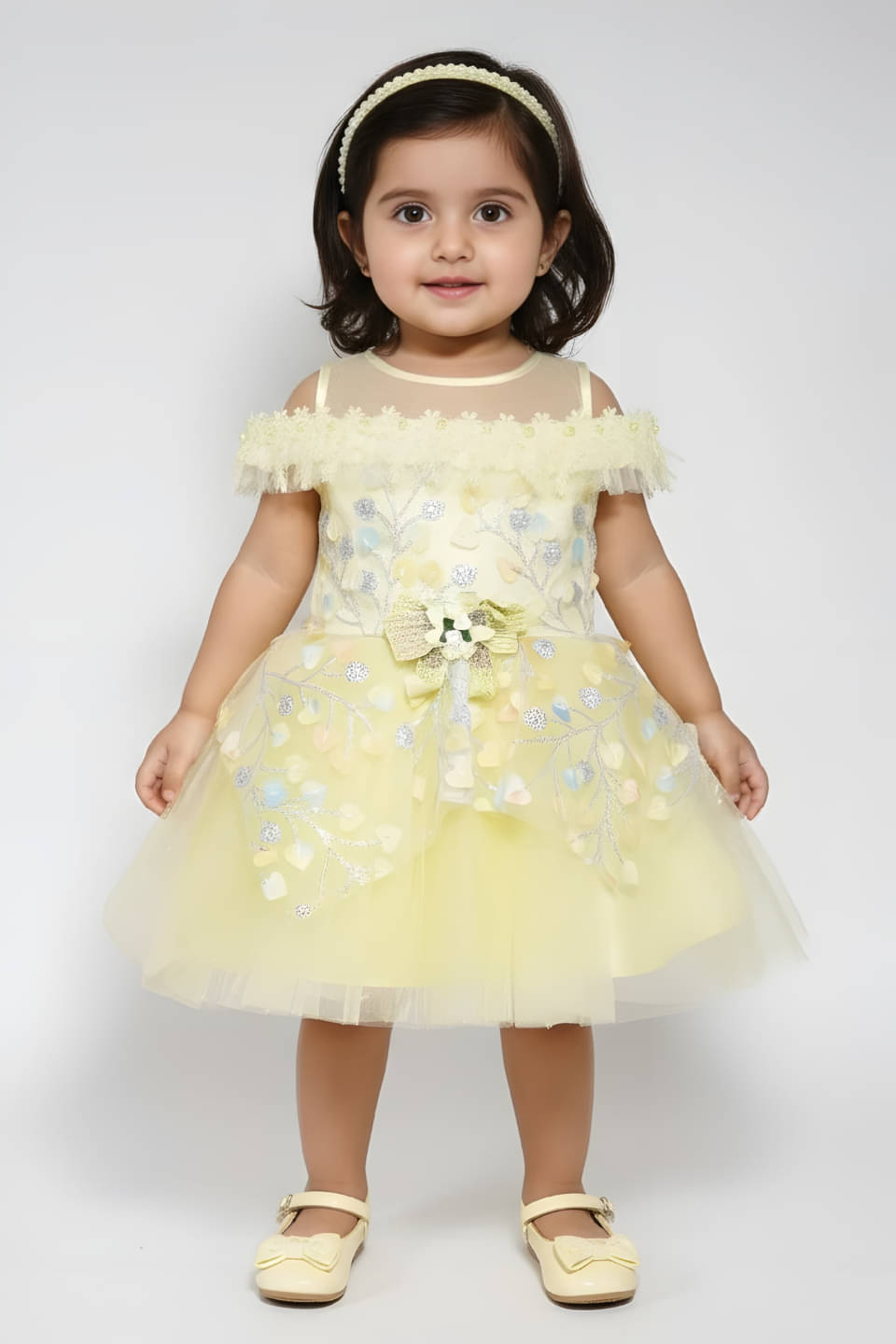     			BE KIDS. Net Frock For Girls ( Pack of 1 , Yellow )