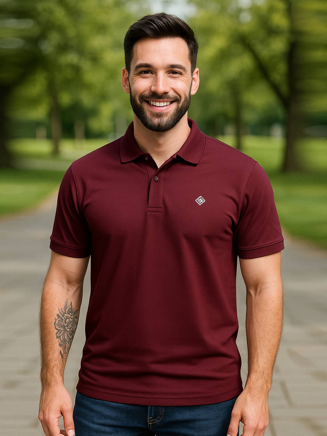 BLISS BOYS Men Polyester Regular Fit Solid Polo T Shirt ( Maroon )     			BLISS BOYS Men Polyester Regular Fit Solid Polo T Shirt ( Maroon )