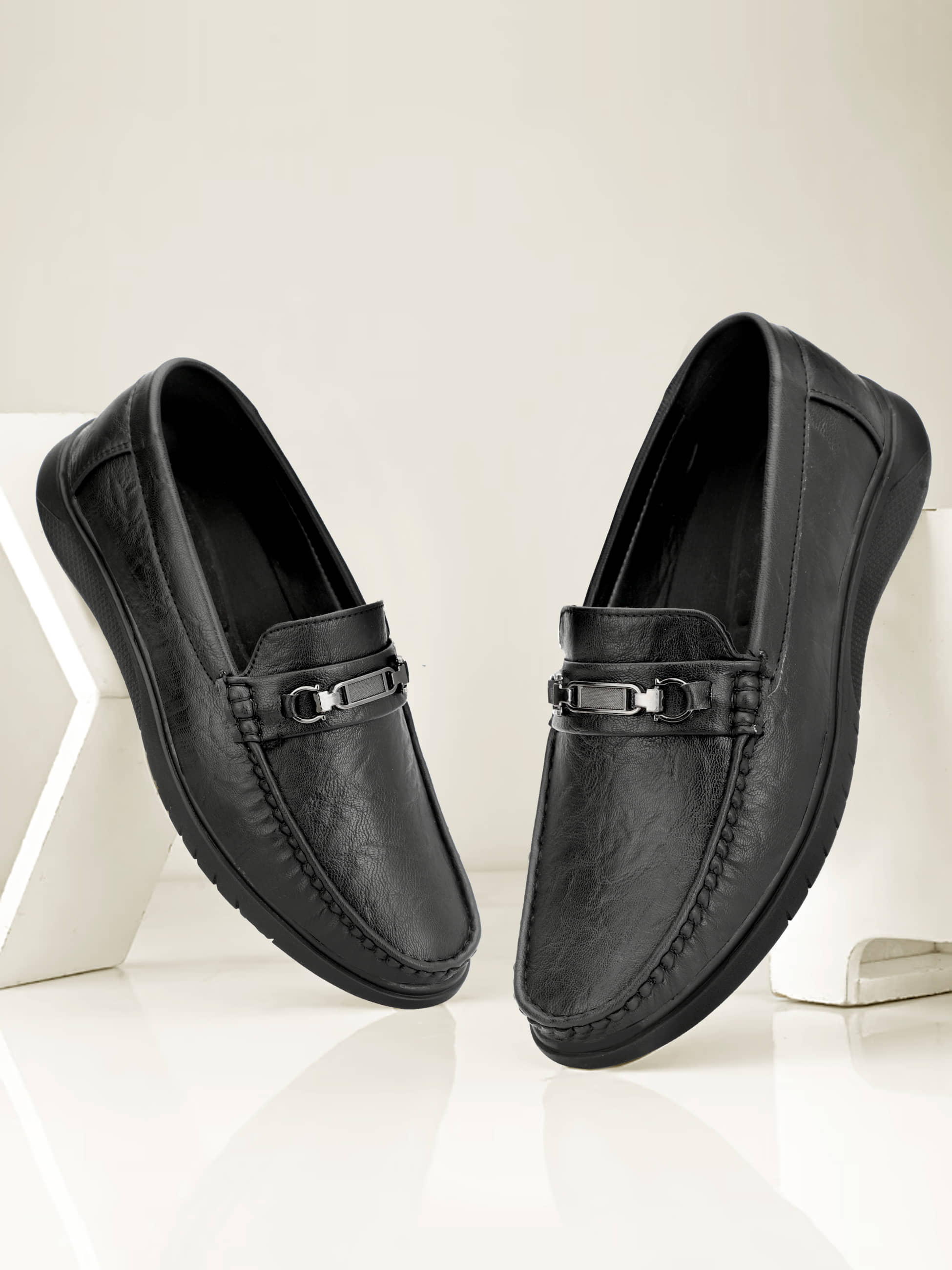 Buxton Black Men's Slip on Shoes - Formal Shoes | Buy online on ZillyBuy