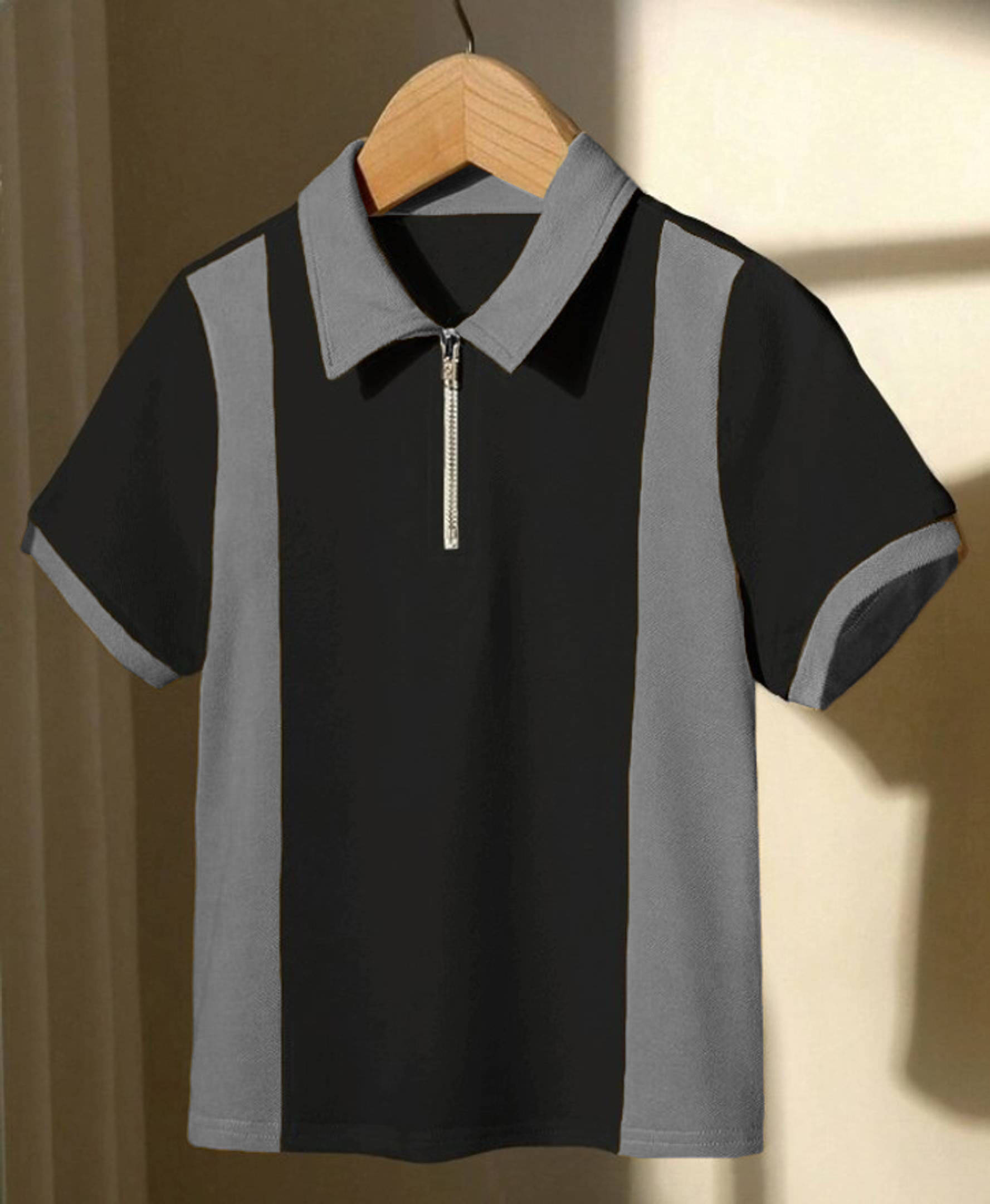     			CONWAY Men Cotton Blend Regular Fit Colorblock T-Shirt ( Grey )