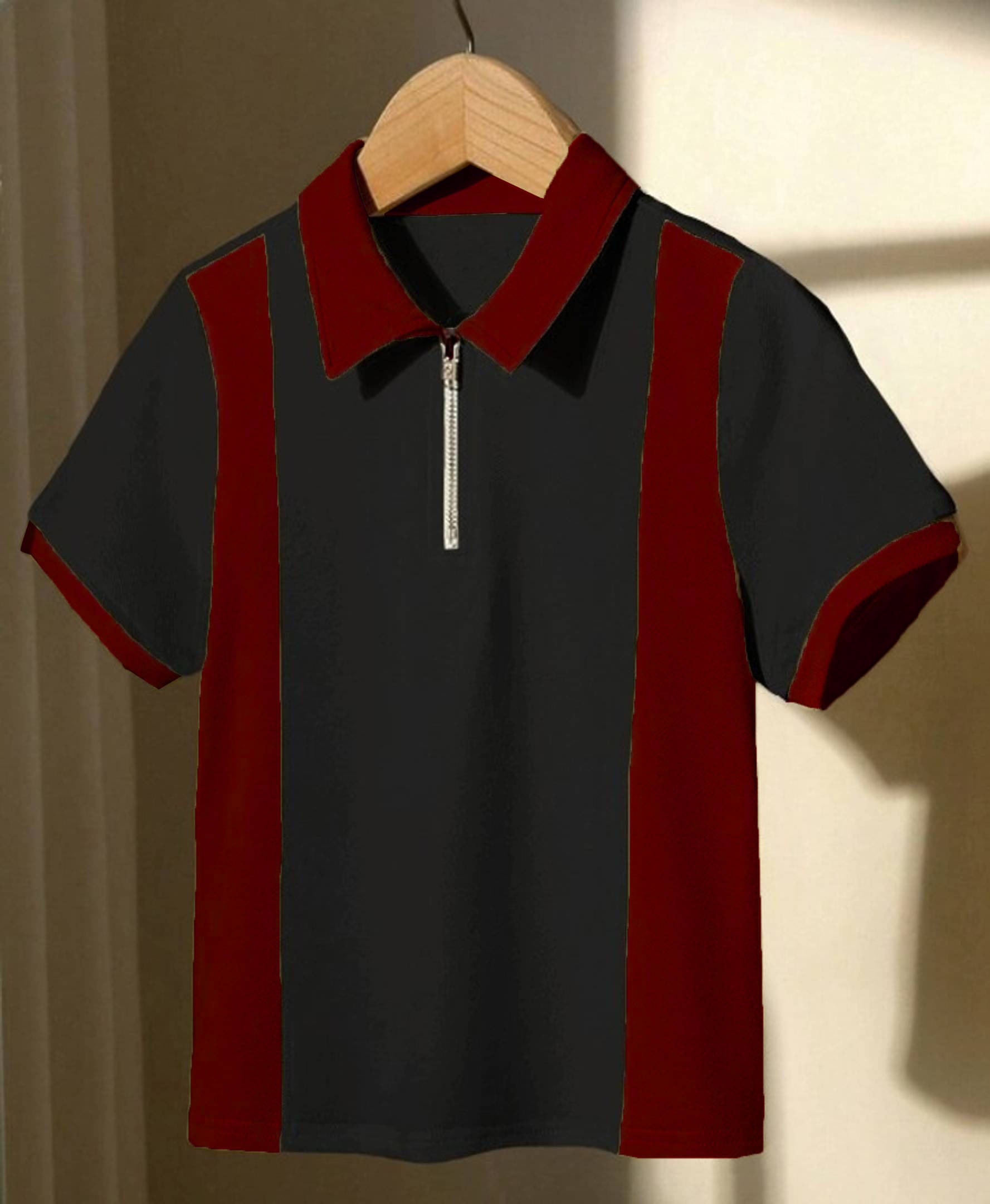     			CONWAY Men Cotton Blend Regular Fit Colorblock T-Shirt ( Maroon )