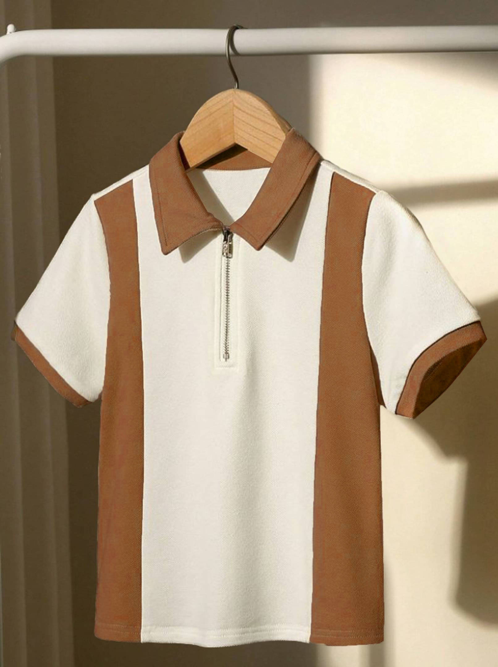 CONWAY Men Cotton Blend Regular Fit Colorblock T-Shirt ( Brown ) CONWAY Men Cotton Blend Regular Fit Colorblock T-Shirt ( Brown )