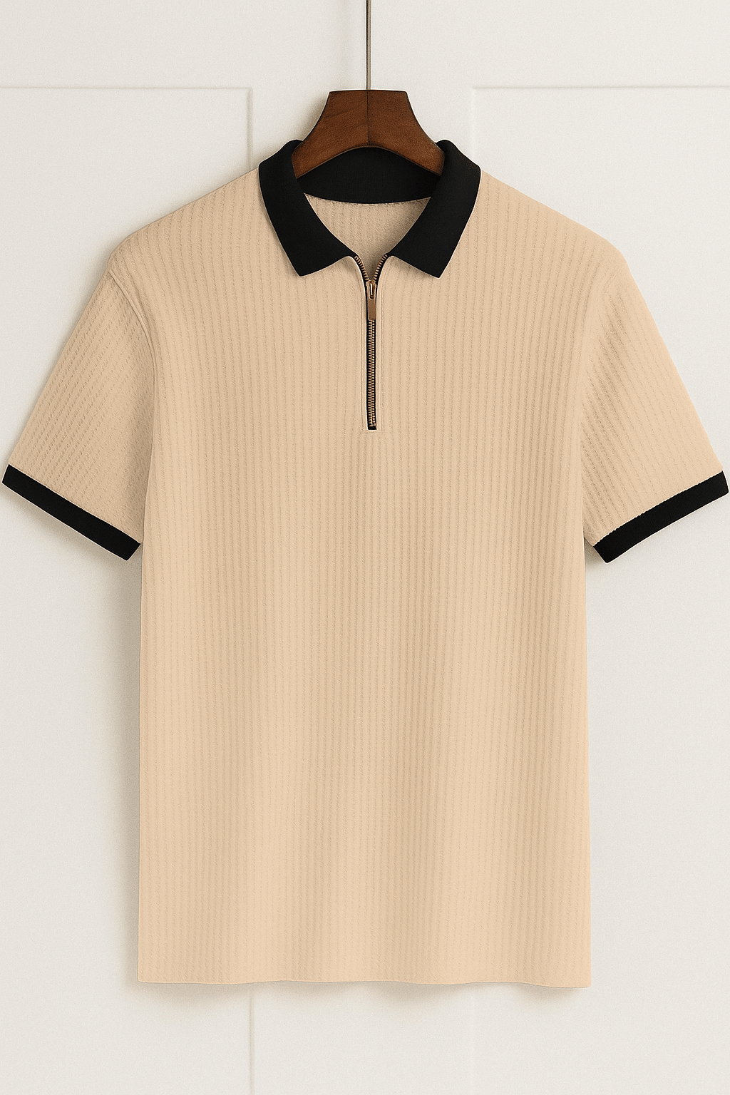 CONWAY Men Cotton Blend Regular Fit Solid T-Shirt ( Beige ) CONWAY Men Cotton Blend Regular Fit Solid T-Shirt ( Beige )